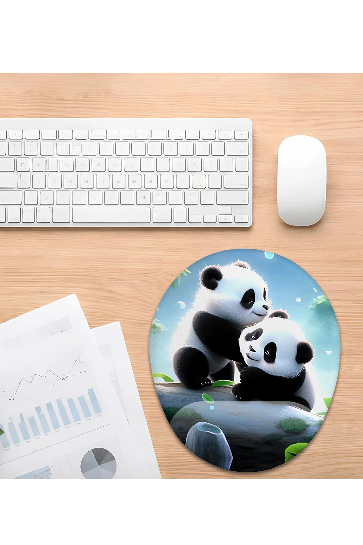 Panda Desenli Bilek Destekli Mouse Pad Ergonomik Kaymaz Taban Mou
