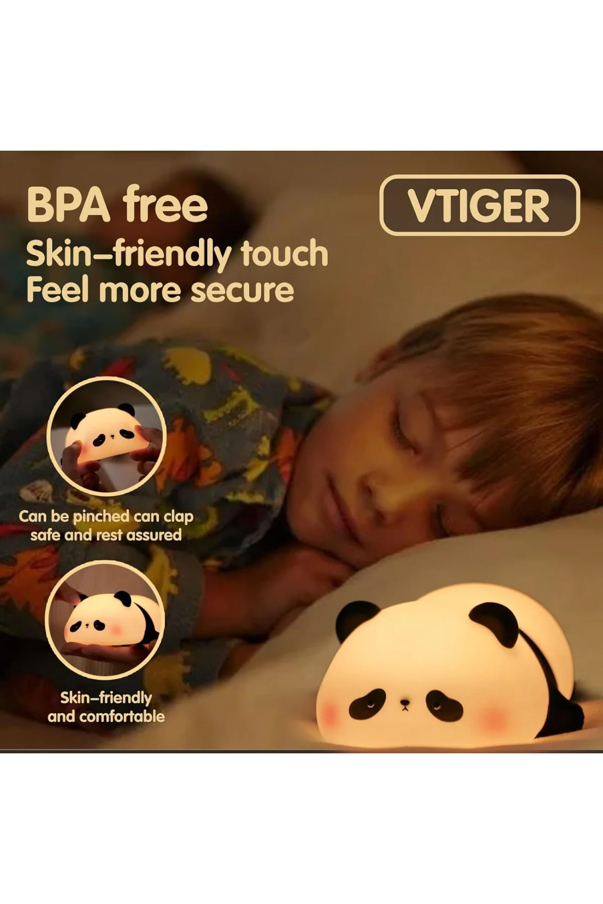 Panda Gece Lambası, LED Yumuşacık Sevimli Lamba, Çocuklar için Ge