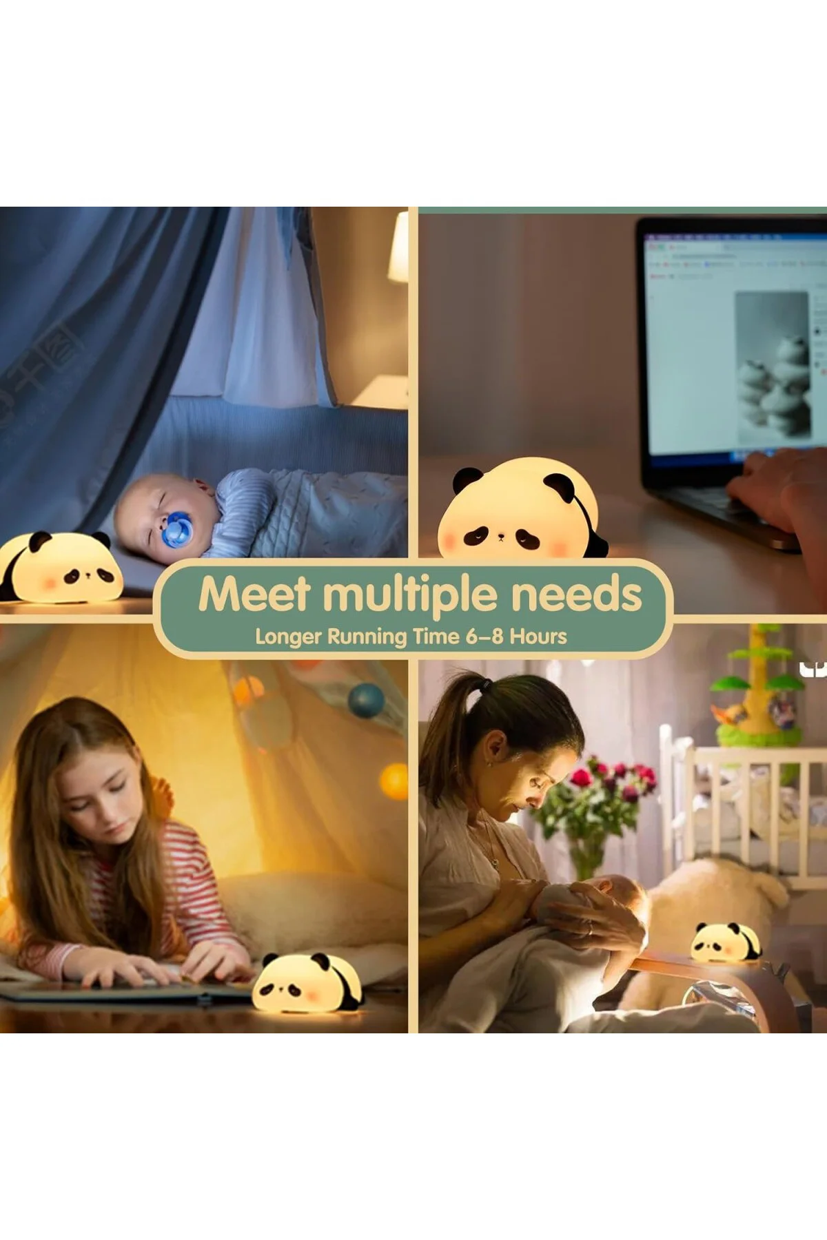 Panda Gece Lambası, LED Yumuşacık Sevimli Lamba, Çocuklar için Ge