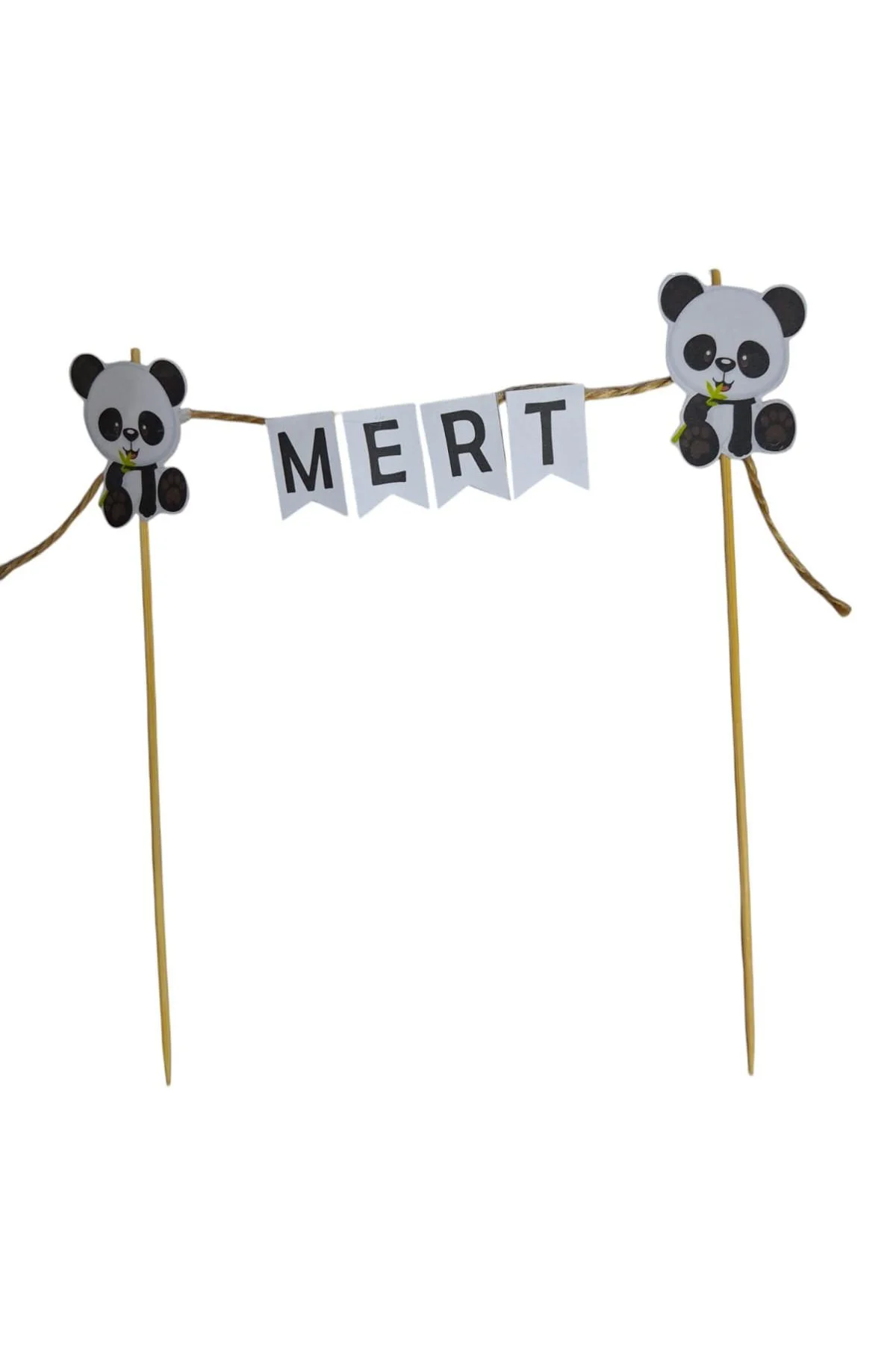 PANDA KONSEPTLİ DOĞUM GÜNÜ İSİMLİ PASTA SÜSÜ FLEMASI
