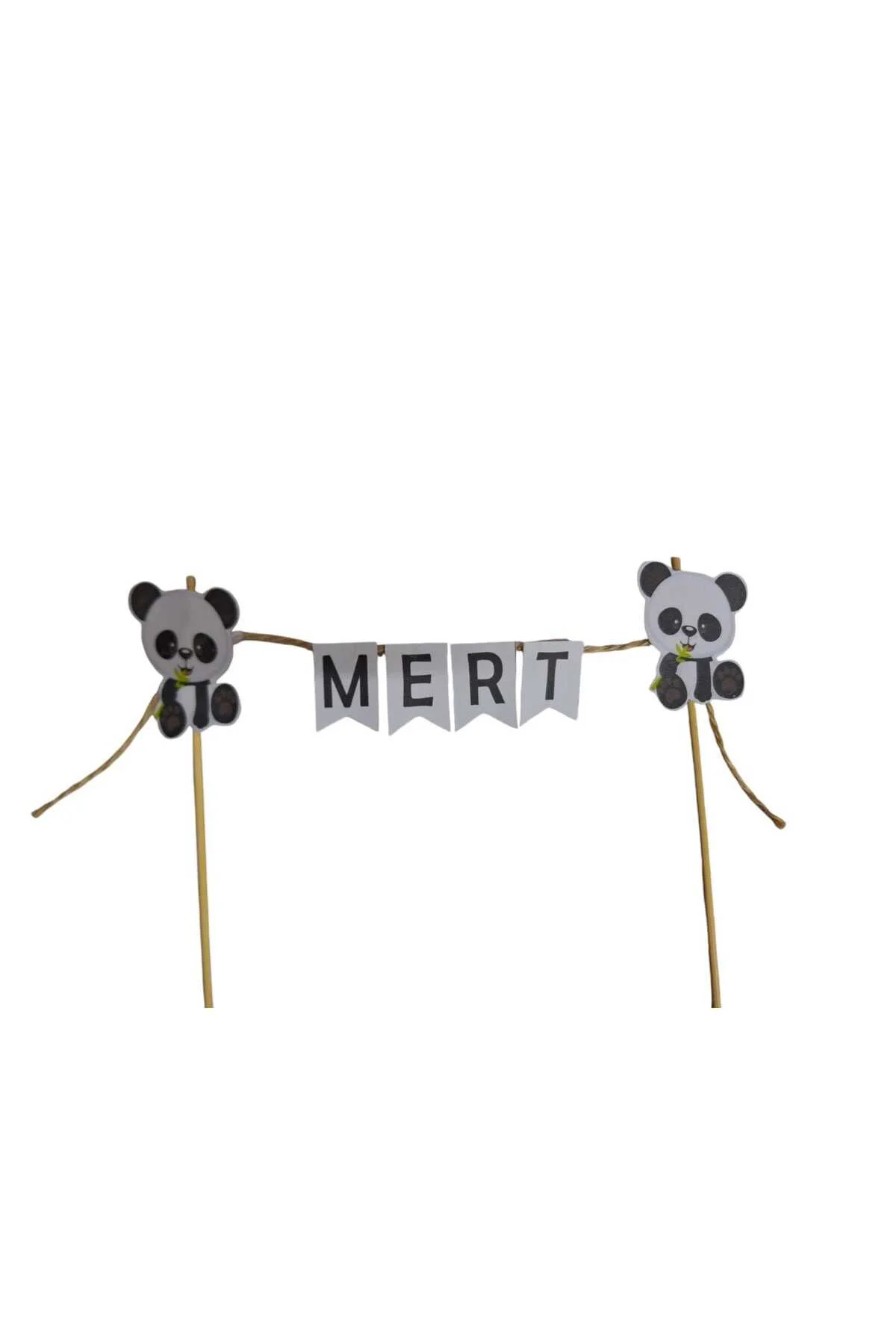 PANDA KONSEPTLİ DOĞUM GÜNÜ İSİMLİ PASTA SÜSÜ FLEMASI