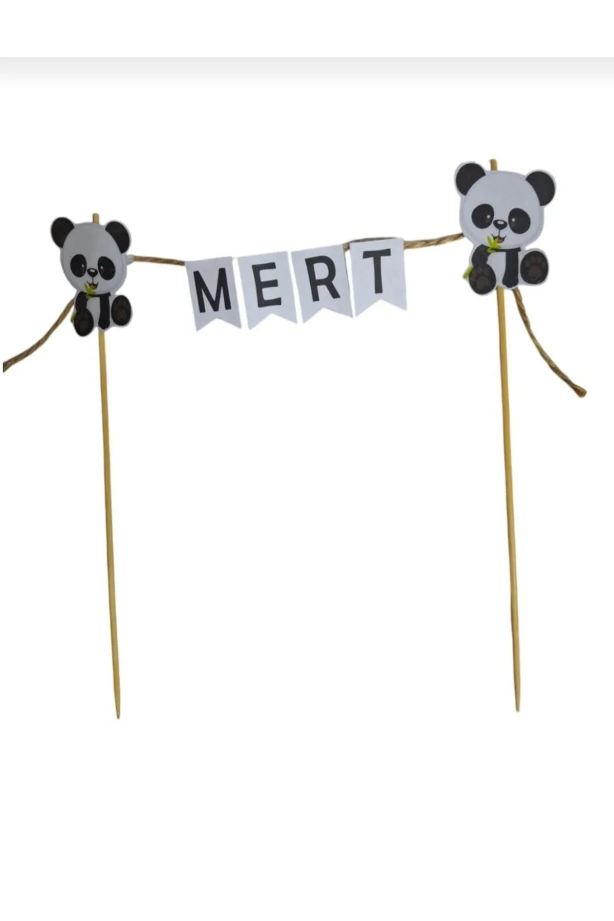 PANDA KONSEPTLİ DOĞUM GÜNÜ TEK İSİMLİ PASTA SÜSÜ FLEMASI
