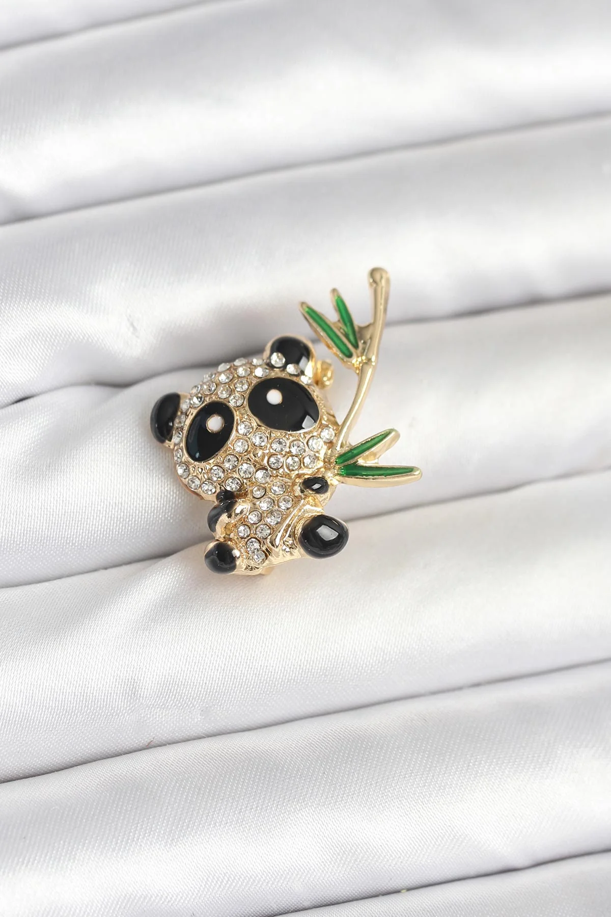 Panda Model Broş 5886 Zirkonlu Pirinç Takı