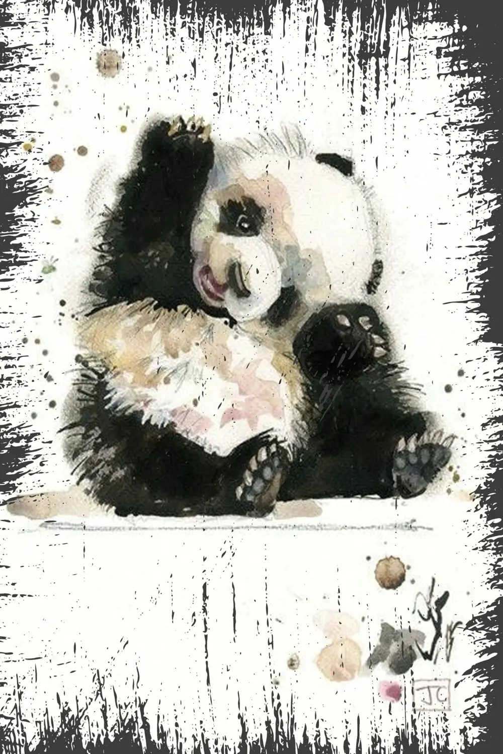 Panda Retro Ahşap Duvar Posteri
