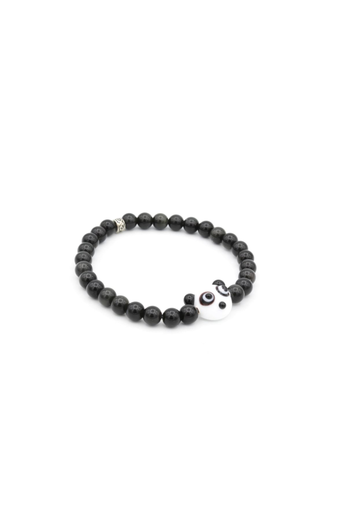 Panda Tasarım Doğal Rainbow Obsidyen Bileklik 1.kalite 6 Mm