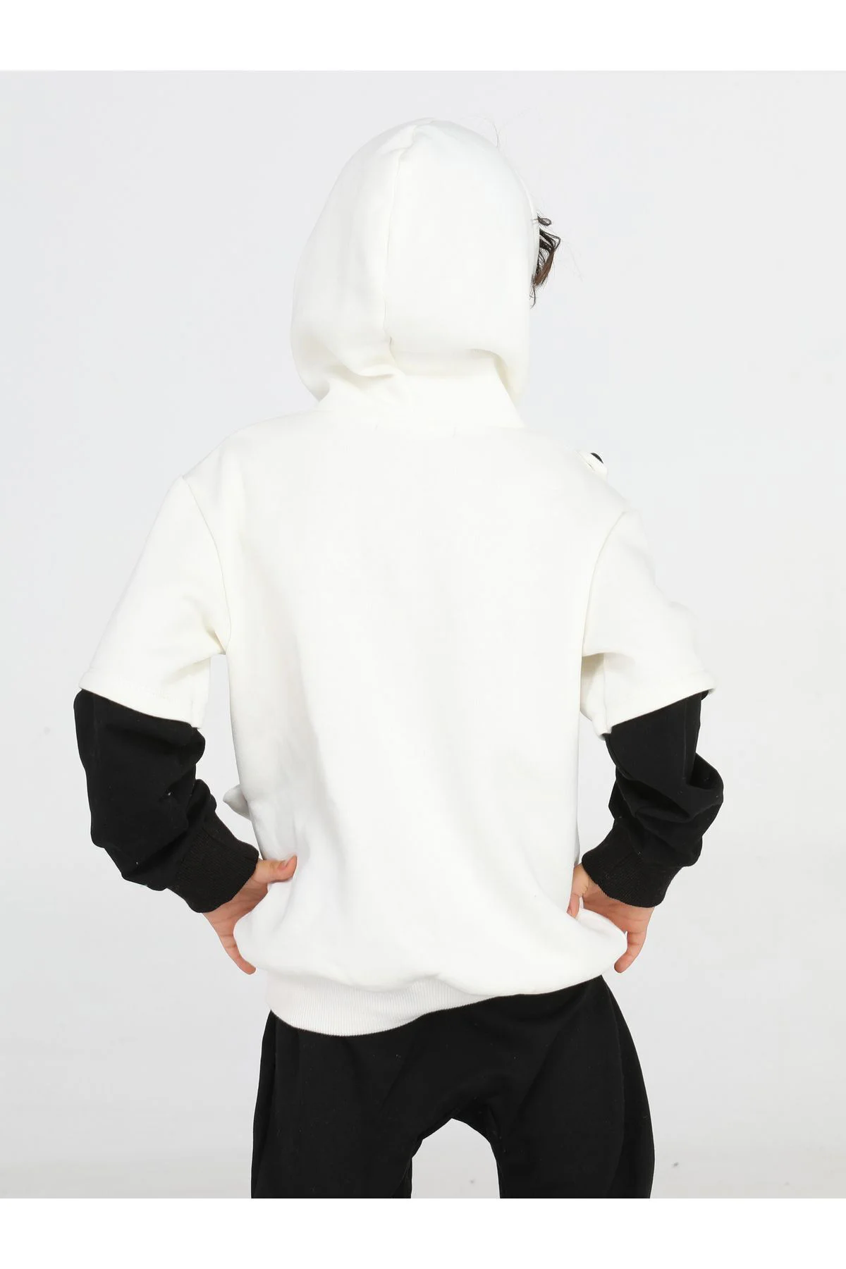 Panda Unisex Mobil Çantalı Krem Sweatshirt
