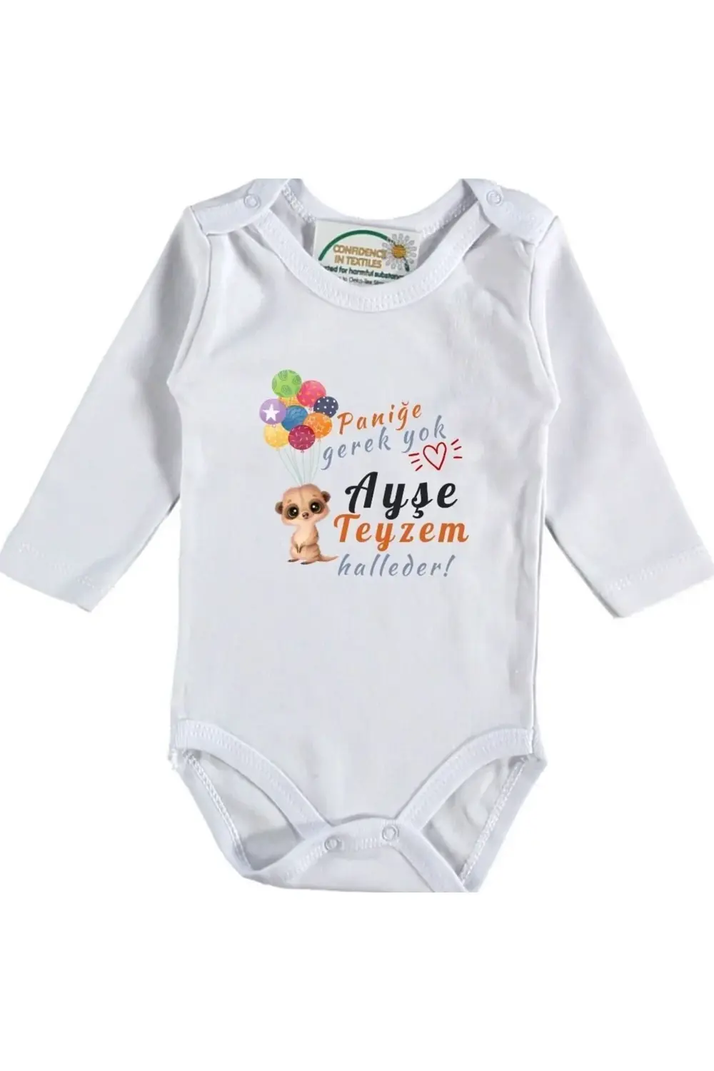 Paniğe Gerek Yok Teyzem Halleder yazılı Bebek Zıbını