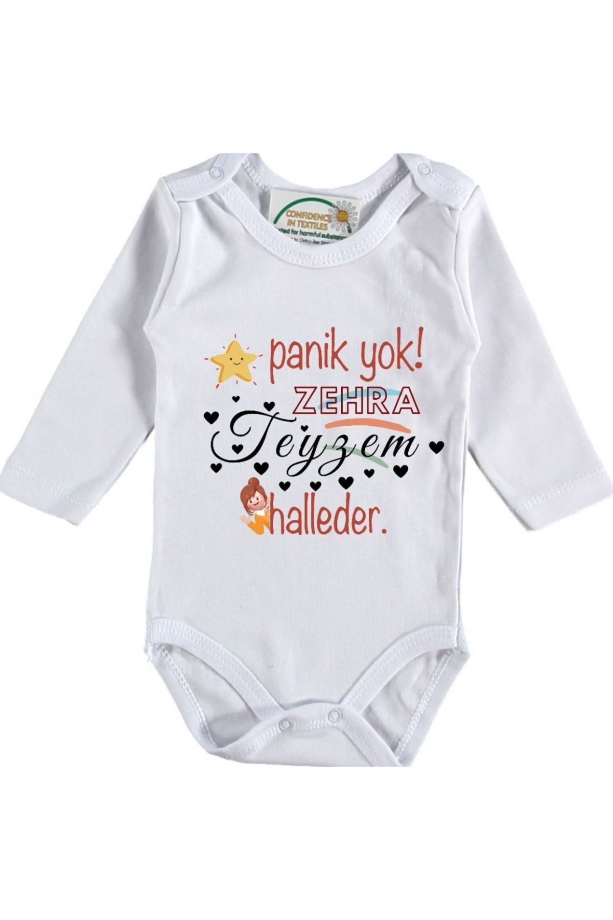 Panik Yok halam-teyzem Halleder  Yazılı Bebek Zıbın