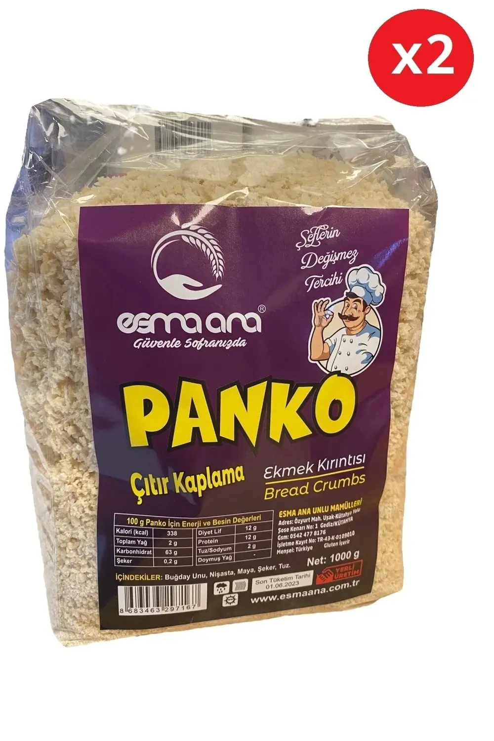Esma Ana Panko 2 Adet Ekmek Kırıntısı 2 X 1000 G