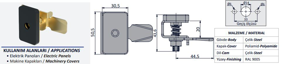 Pano Kilit Alyen Anahtarlı 2 Adet 1 Anahtarlı