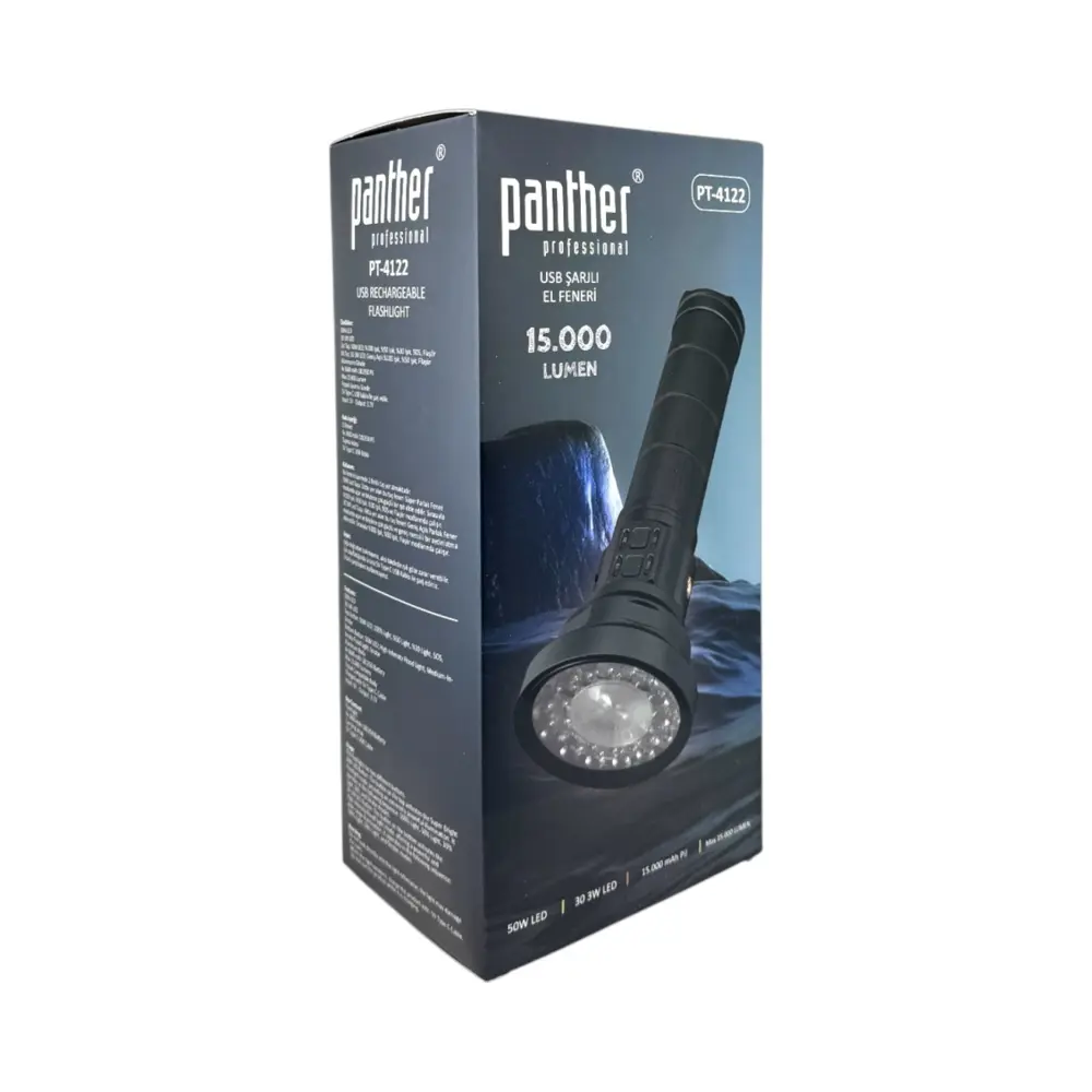 PANTHER PT-4122 USB ŞARJLI EL FENERİ
