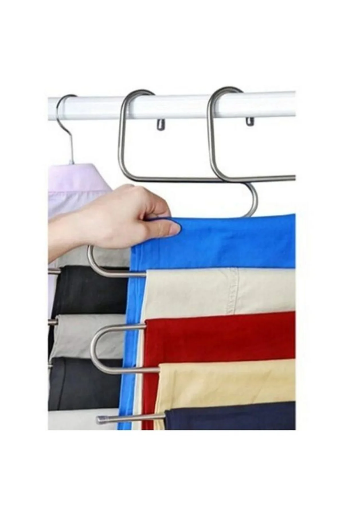 Pantolon Askısı 5 Katlı Metal Dolap İçi Akıllı Krom Askı Pantolon