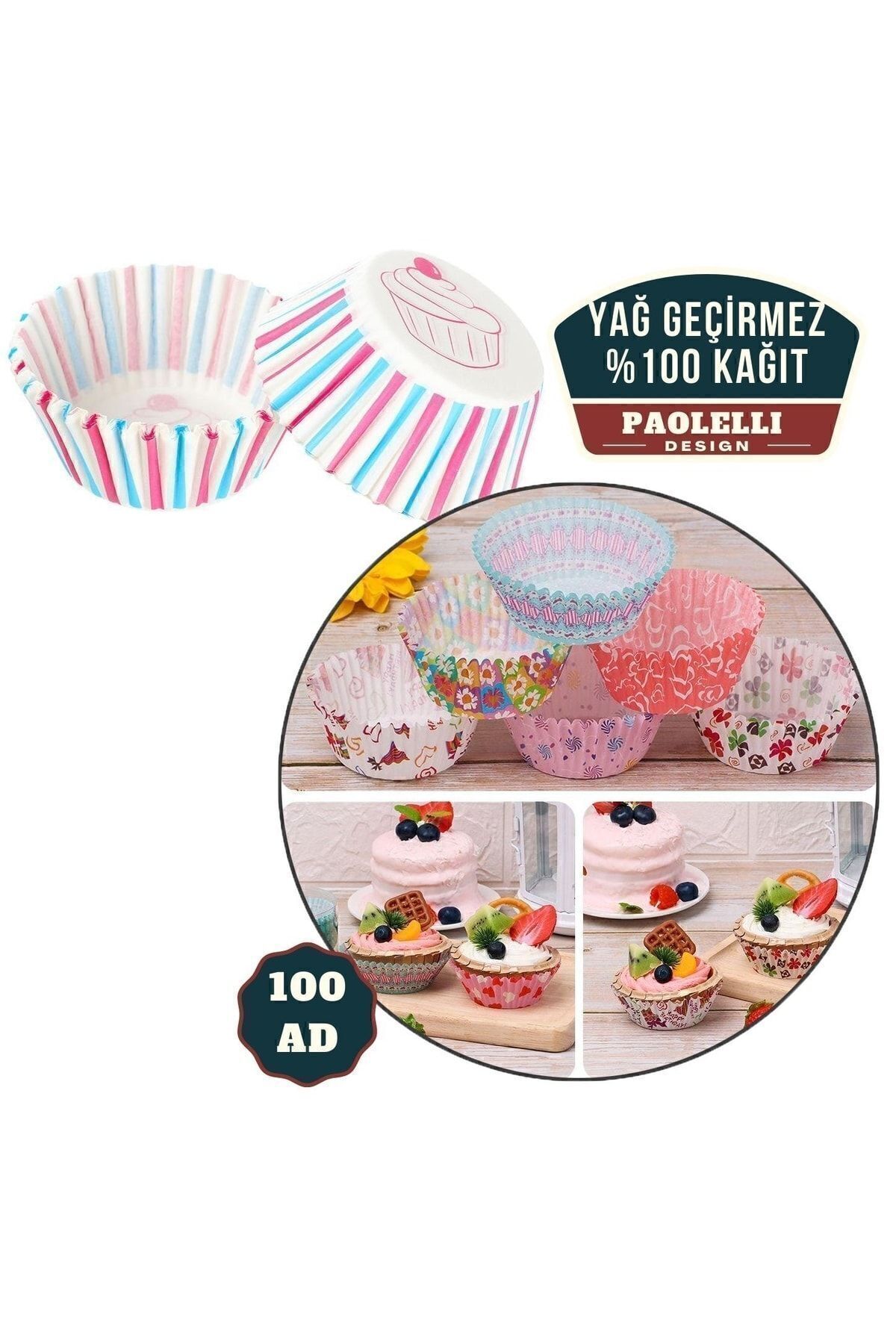 Transformacion Paolelli Yağ Geçirmez Kağıt Kek Muffin Kalıbı 100 Adet