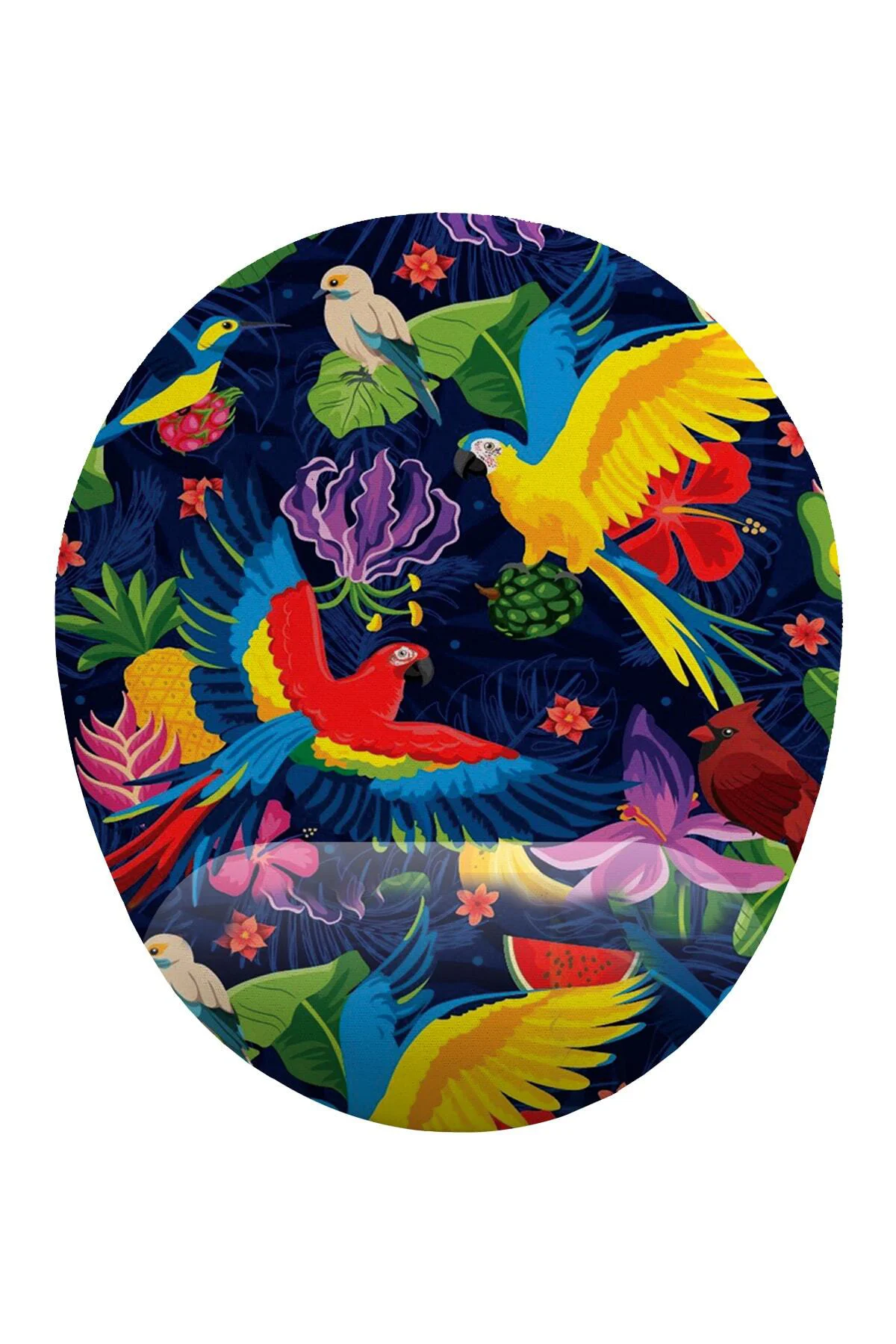 Papağan Desenli Bilek Destekli Mouse Pad Ergonomik Kaymaz Taban M