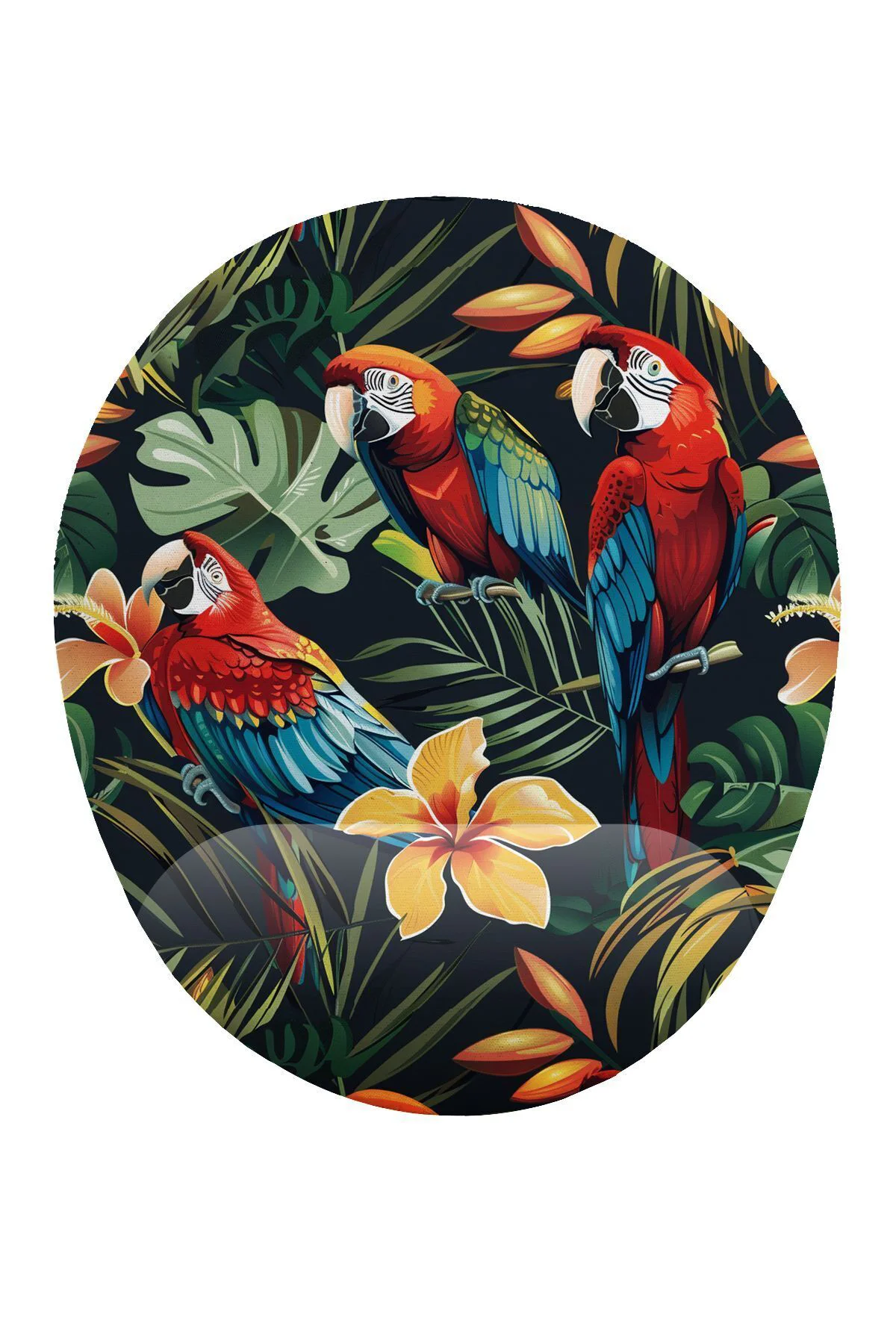 Papağan Desenli Bilek Destekli Mouse Pad Ergonomik Kaymaz Taban M