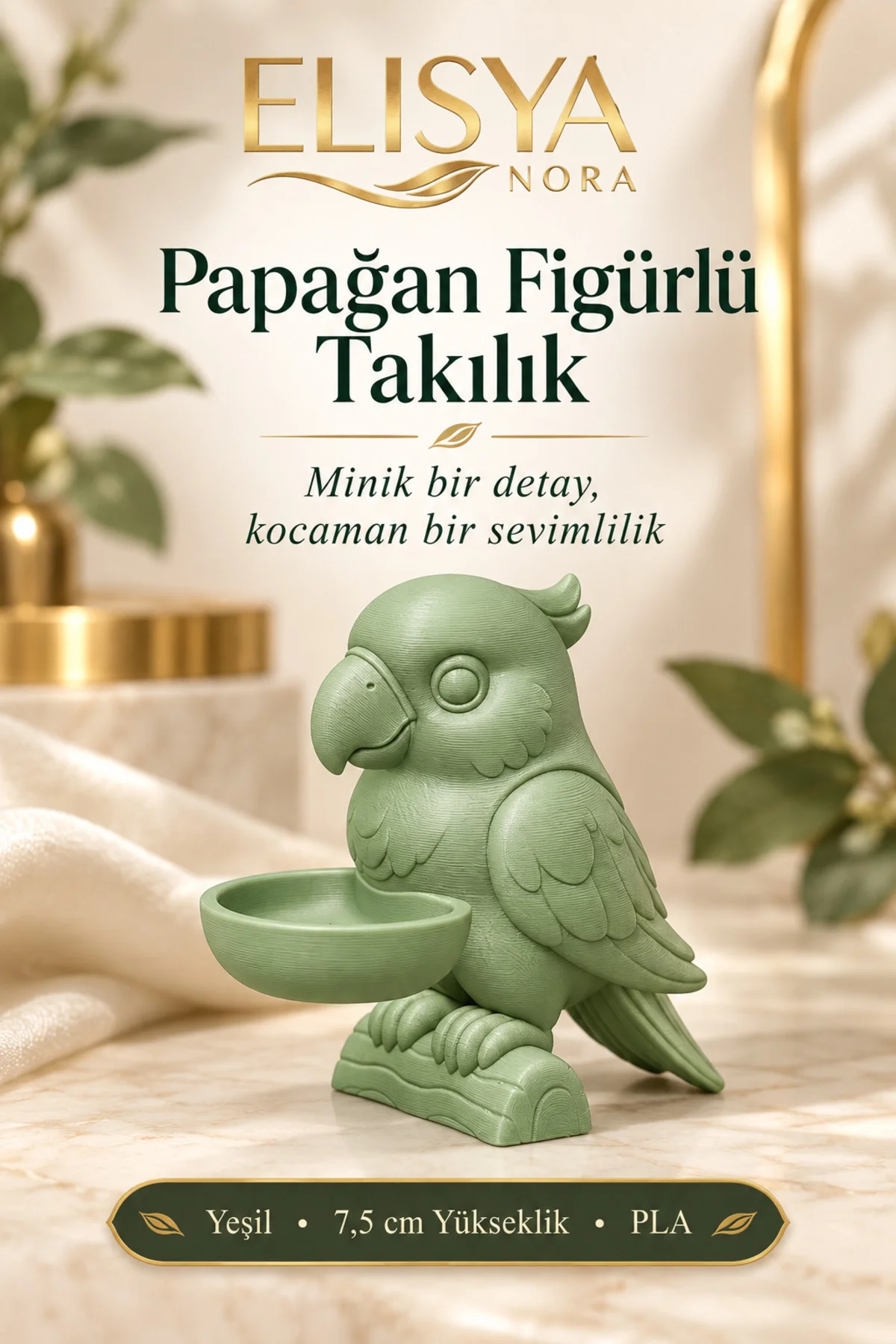 Papağan Figürlü Takılık Dekoratif Yüzük Küpe Tabağı Takı Düzenleyici - Görsel 2
