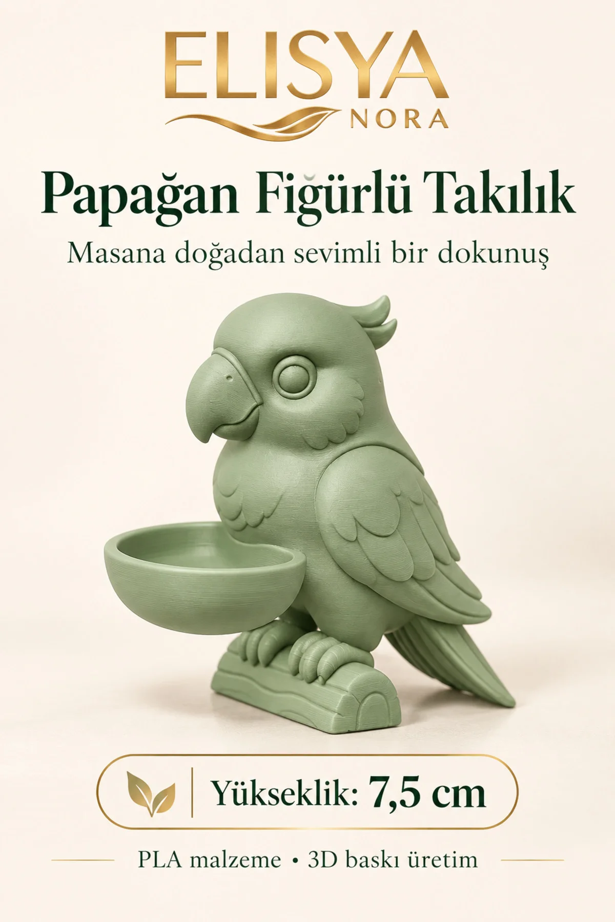 Papağan Figürlü Takılık Dekoratif Yüzük Küpe Tabağı Takı Düzenleyici - Görsel 3
