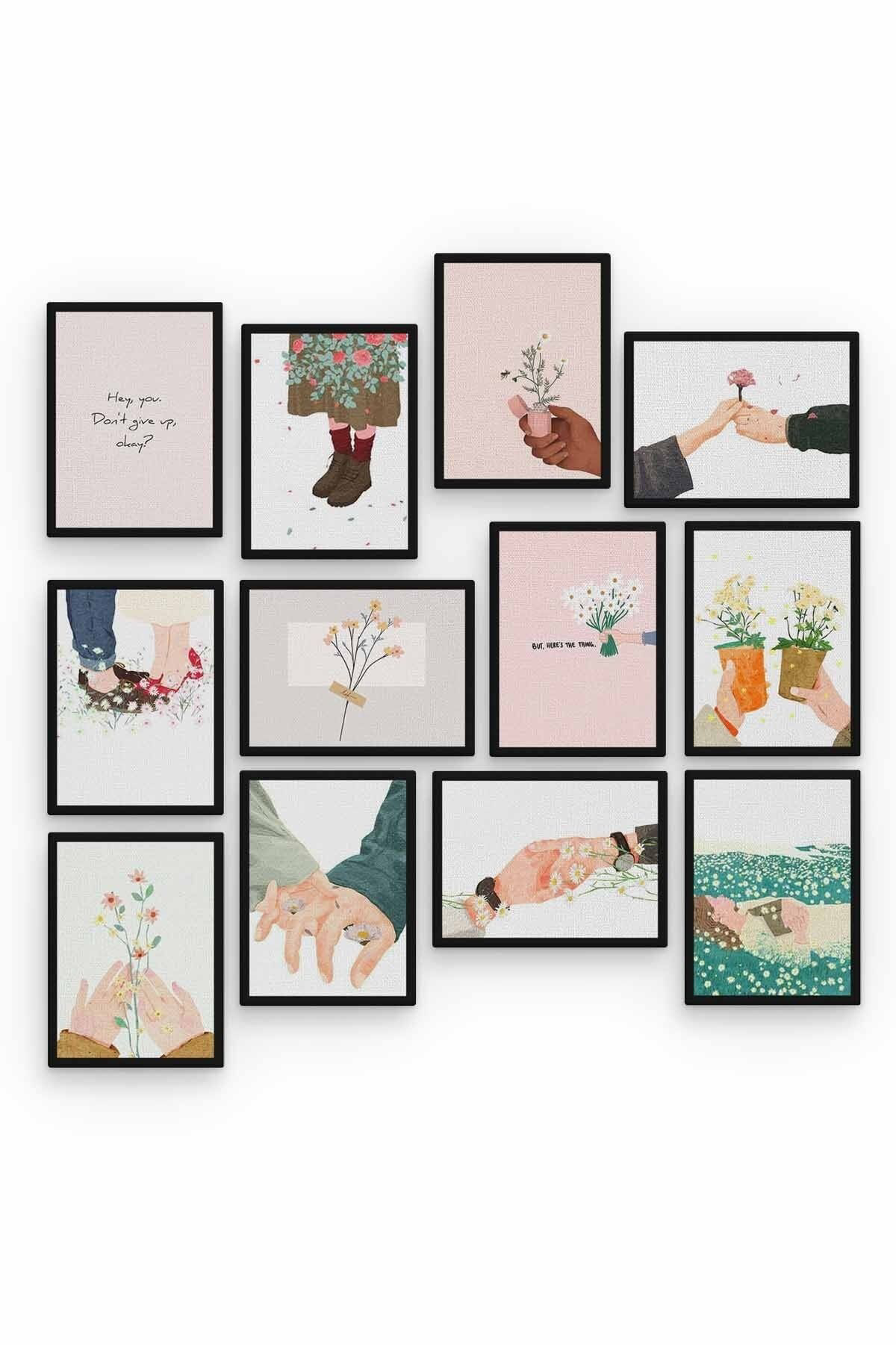 Papatya 12 Parça Ahşap Mdf Tablo Zlltb334