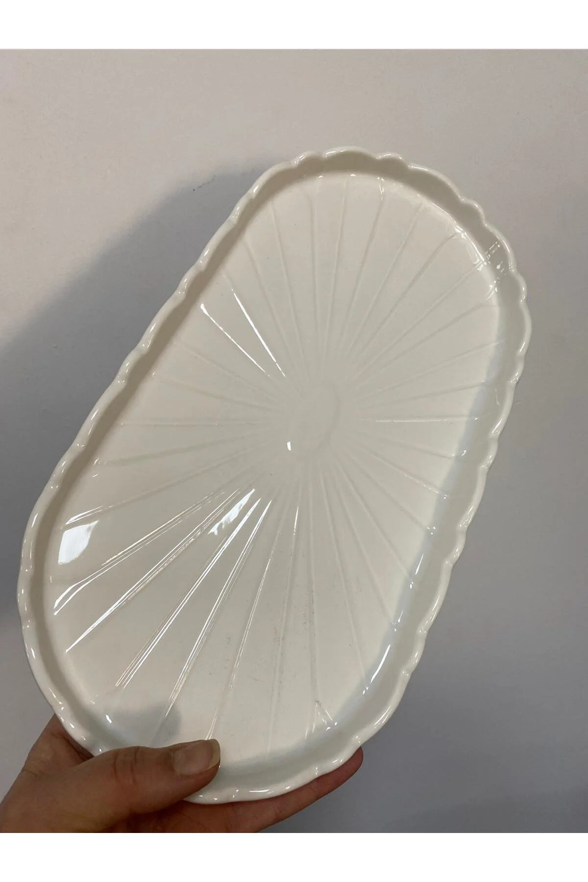 Papatya Desen Oval Porselen Sunum Tabağı Büyük 32*17cm