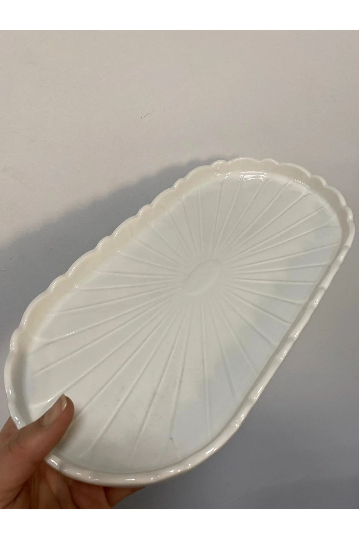 Papatya Desen Oval Porselen Sunum Tabağı Büyük 32*17cm