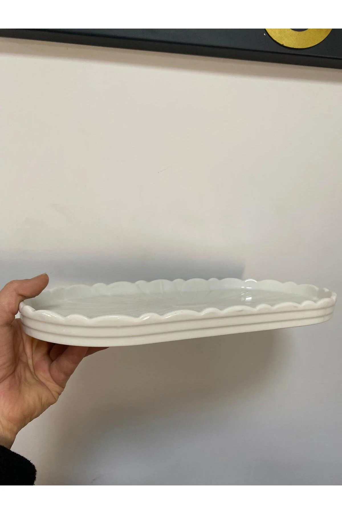 Papatya Desen Oval Porselen Sunum Tabağı Büyük 32*17cm