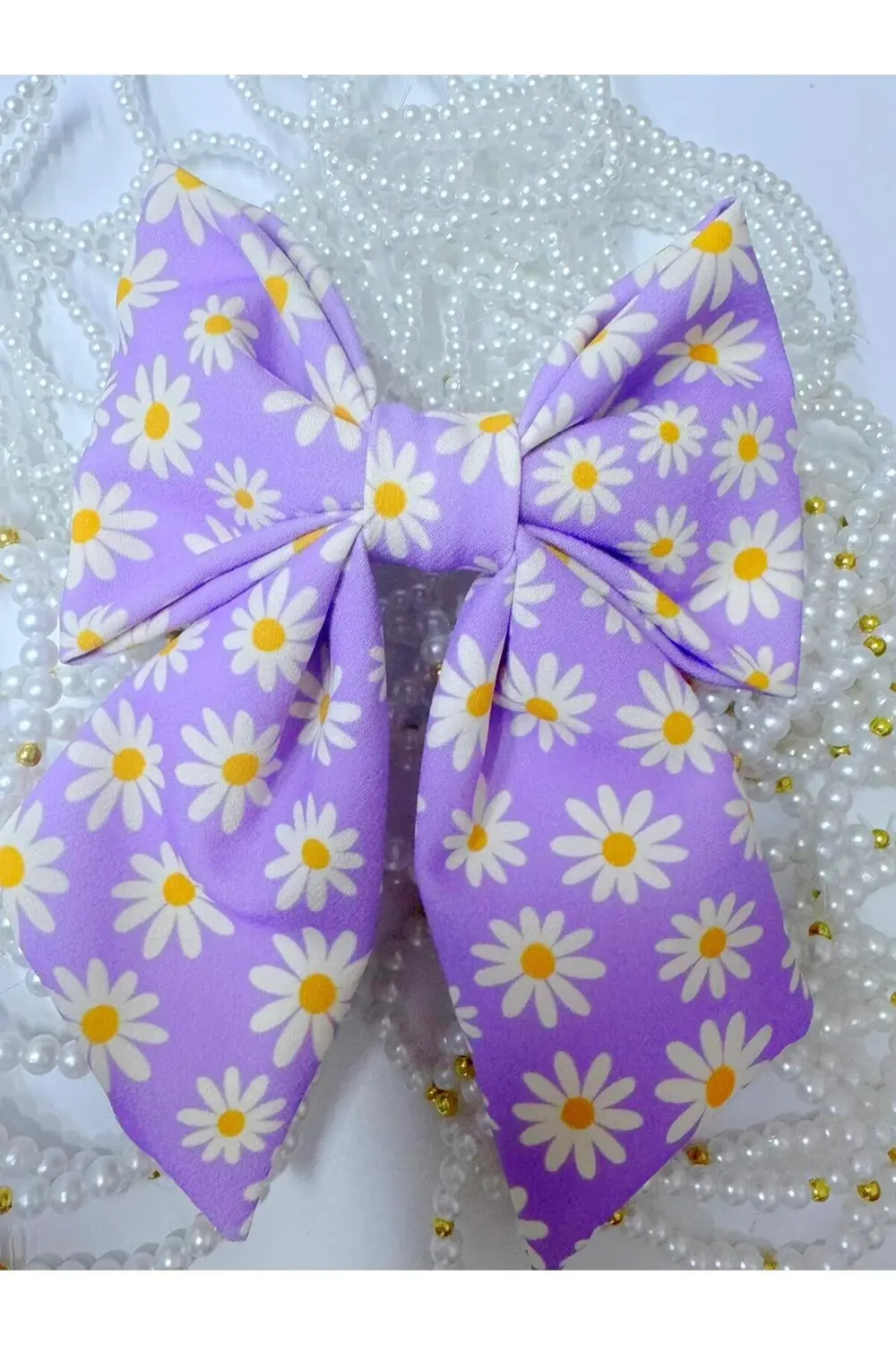 PAPATYA DESENLİ KREP KUMAŞ LÜX OTOMATİK FİYONK KADIN TOKA