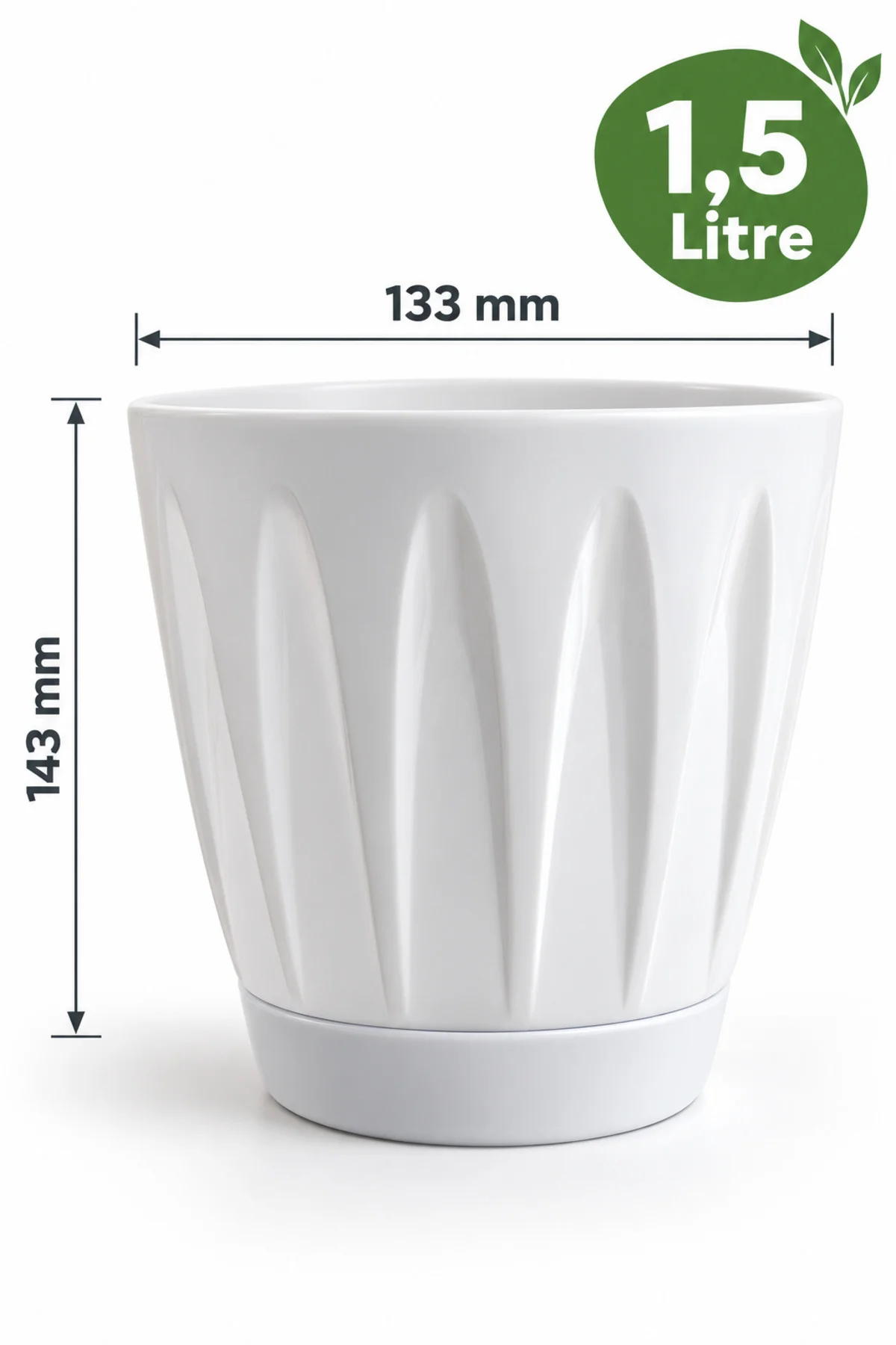 Papatya Saksı 1,5 Litre Kirli Beyaz