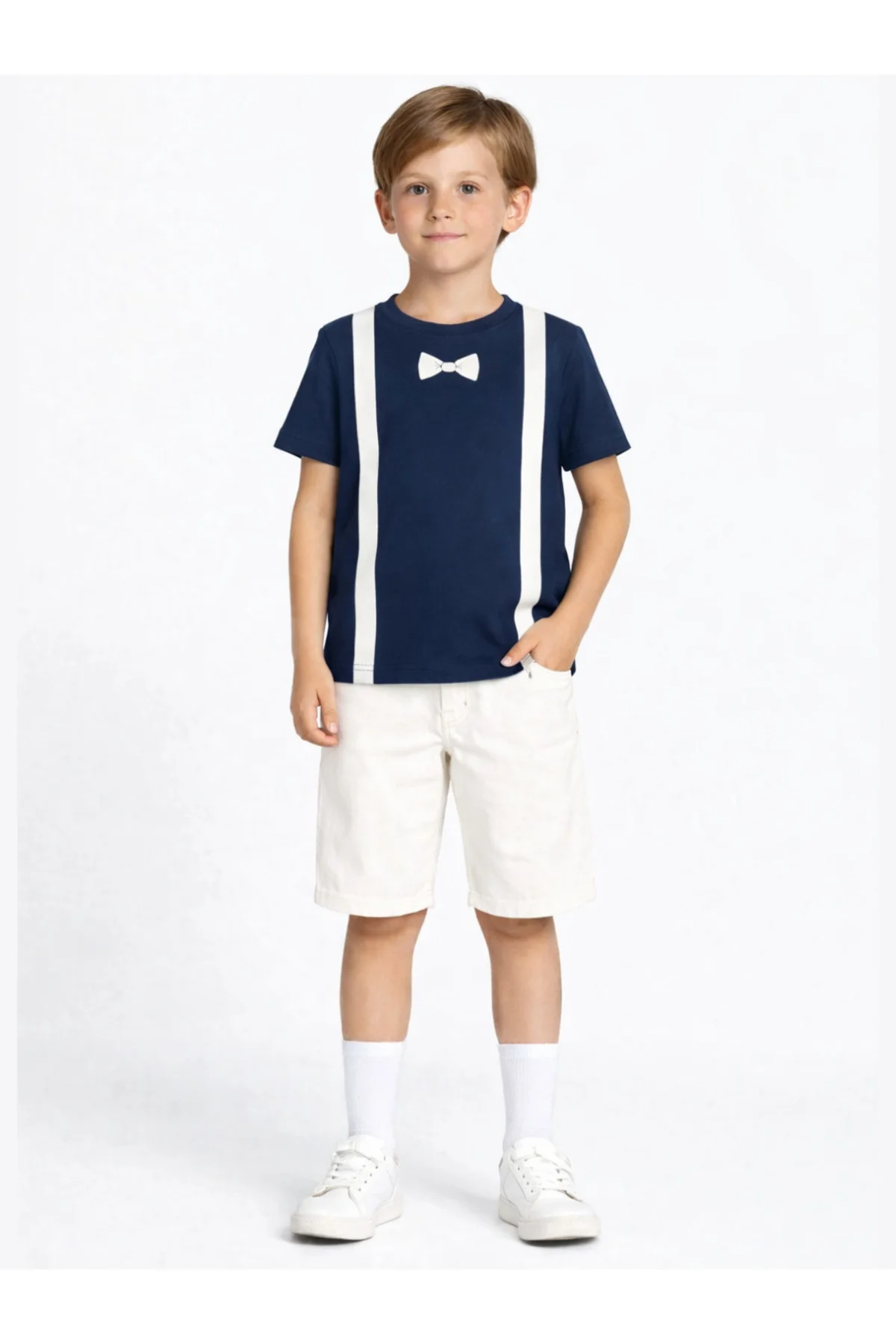 Papyon Beyaz Denim Şort + T-shirt Takım