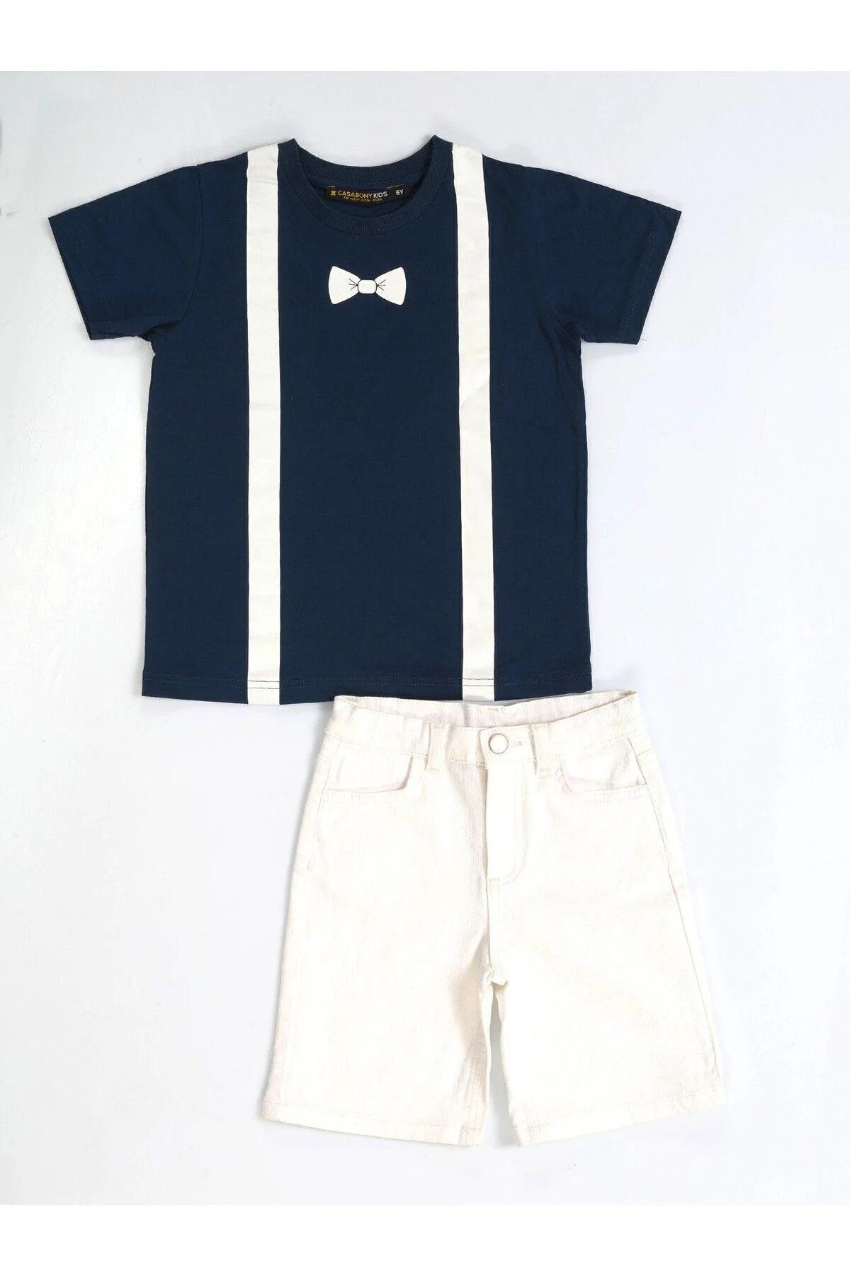 Papyon Beyaz Denim Şort + T-shirt Takım