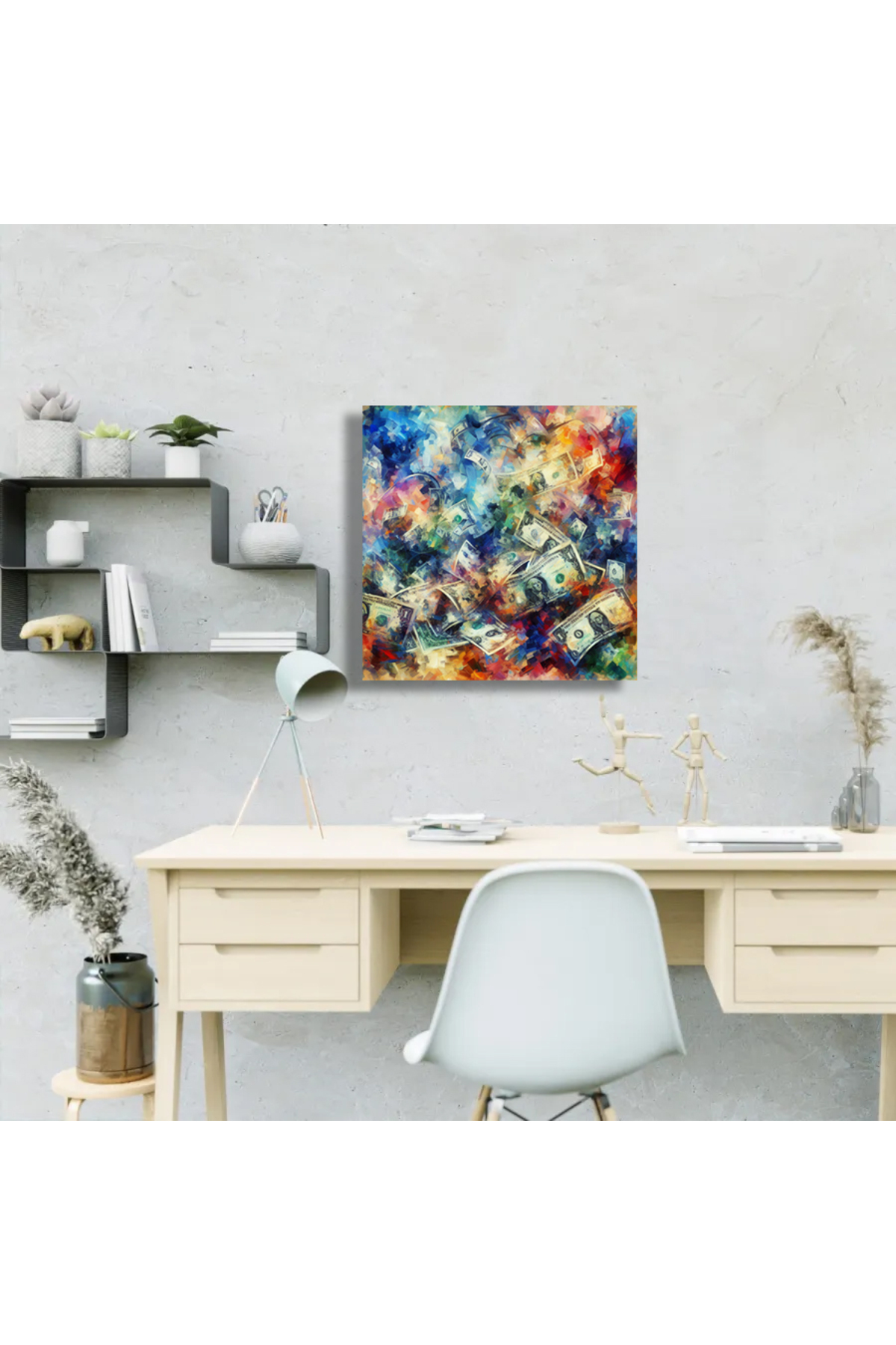 Korkmazkanvas Para Dolarları'nın Sanatsal Görüntüsü. Kare Kanvas Tablo