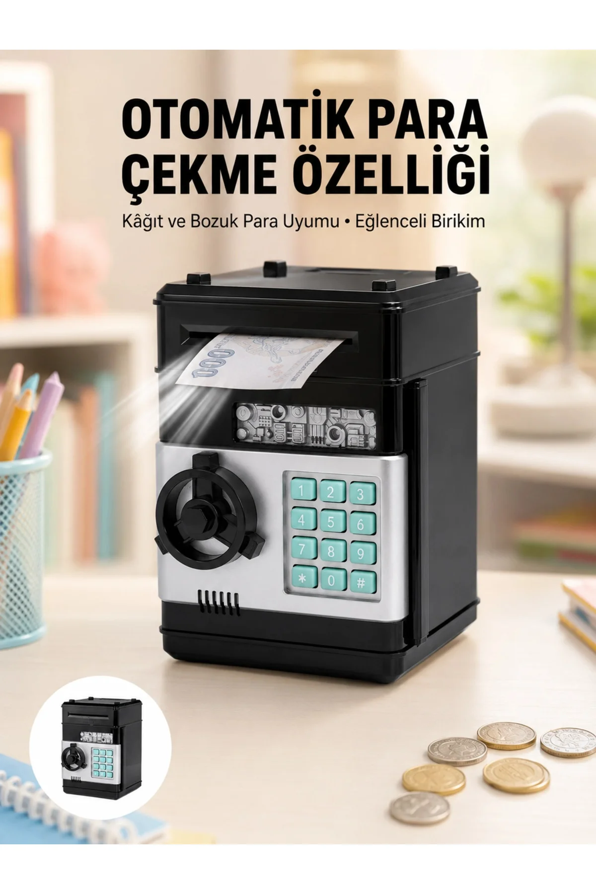Para Kasası Görünümlü Elektronik Şifreli Kumbara Para Kasası Görünümlü Elektronik Şifreli Kumbara - Görsel 4