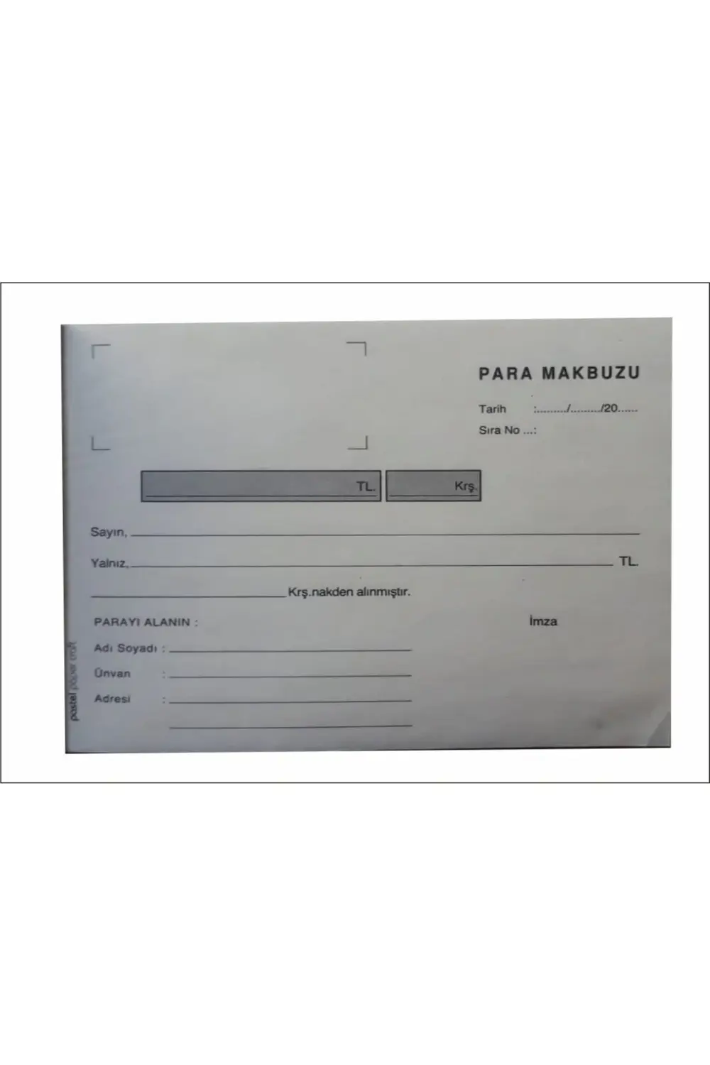 Para Makbuzu (ölçüsü 10x14 Cm ) Otokopili 1/50 2 Nüsha (1 Asıl 1