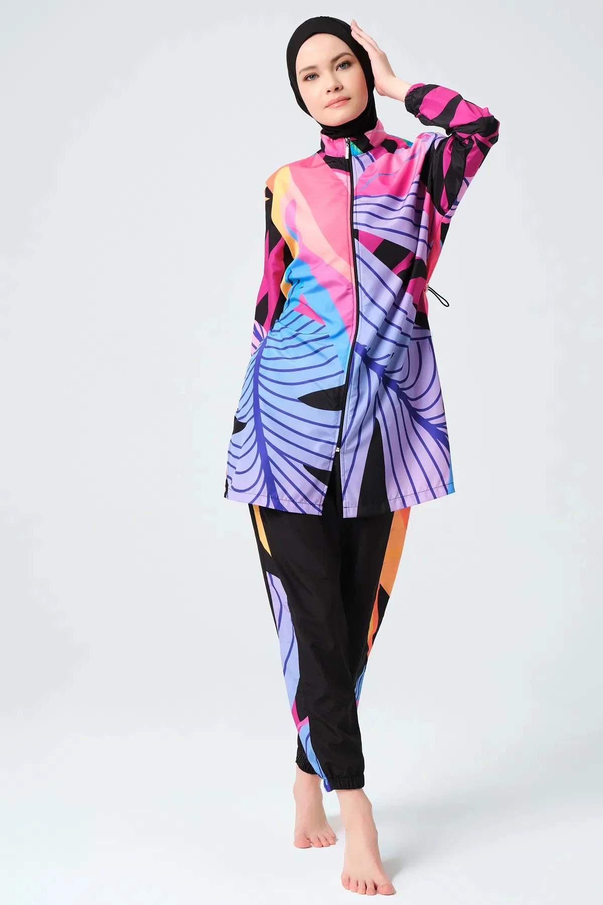PARAŞÜT KUMAŞ Çok Renkli Tesettür Mayo SU İTİCİ HIZLI KURUYAN ALF