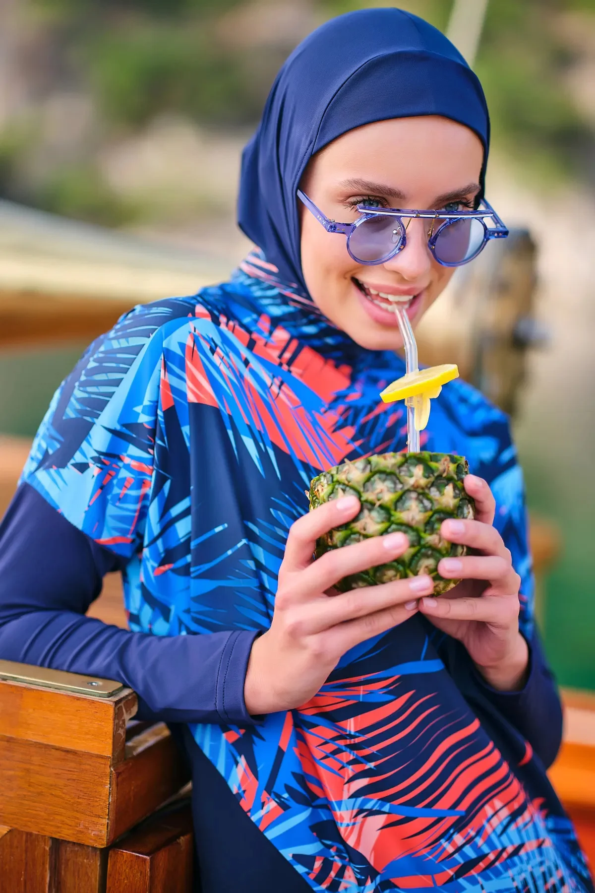 PARAŞÜT KUMAŞ Palmiye Rahat Tesettür Mayo SU İTİCİ HIZLI KURUYAN 
