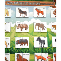 Ada Detox Parça Bütün Eşleştirme - Vahşi Hayvanlar Keçe Cırtlı Duvar Panosu