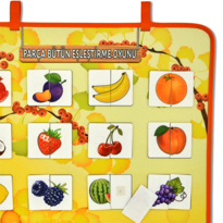 Parça Bütün Eşleştirme Oyunu (Meyveler) Keçe Cırtlı Duvar Panosu 