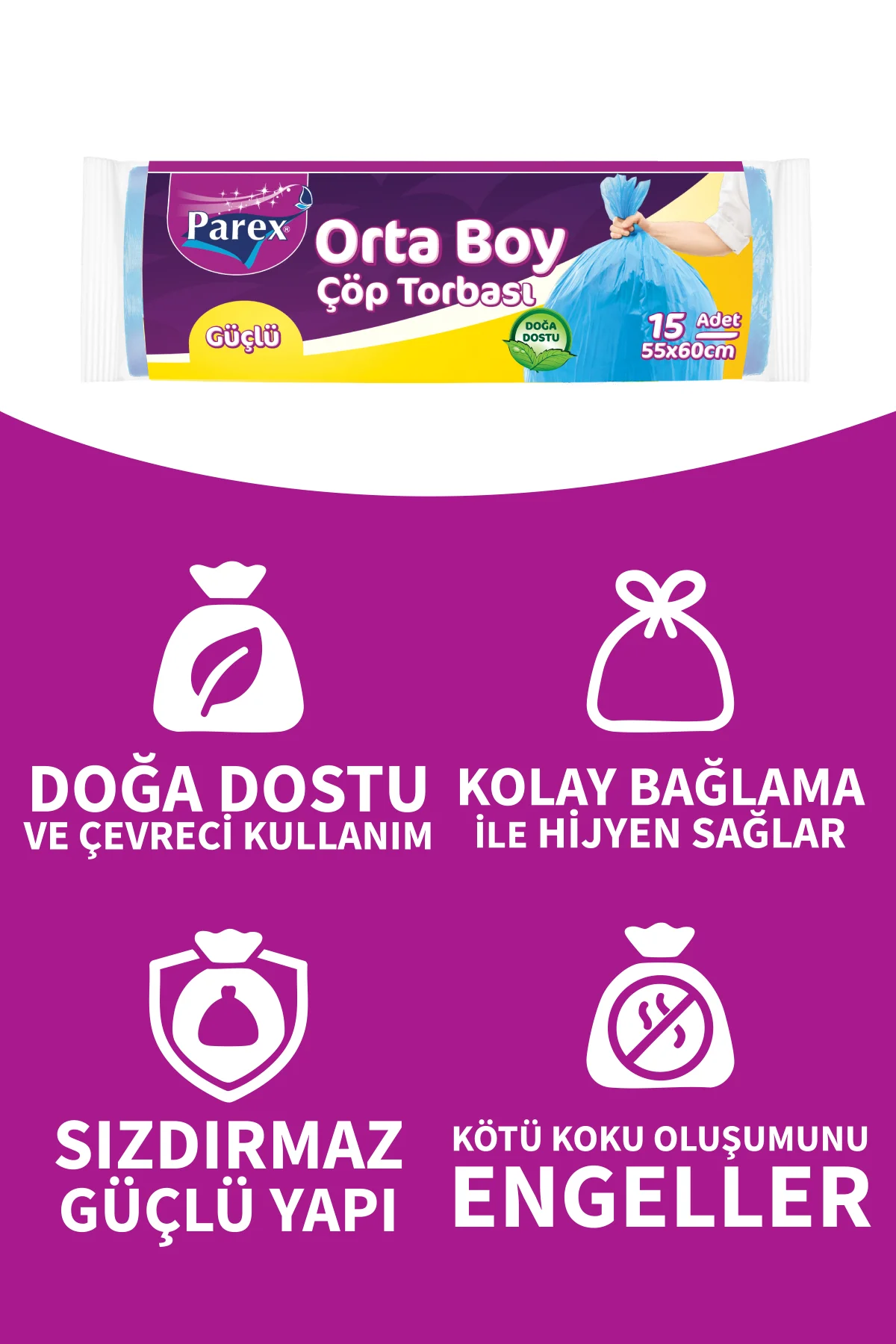 PAREXGüçlü Çöp Torbası Orta Boy 10 Pkt