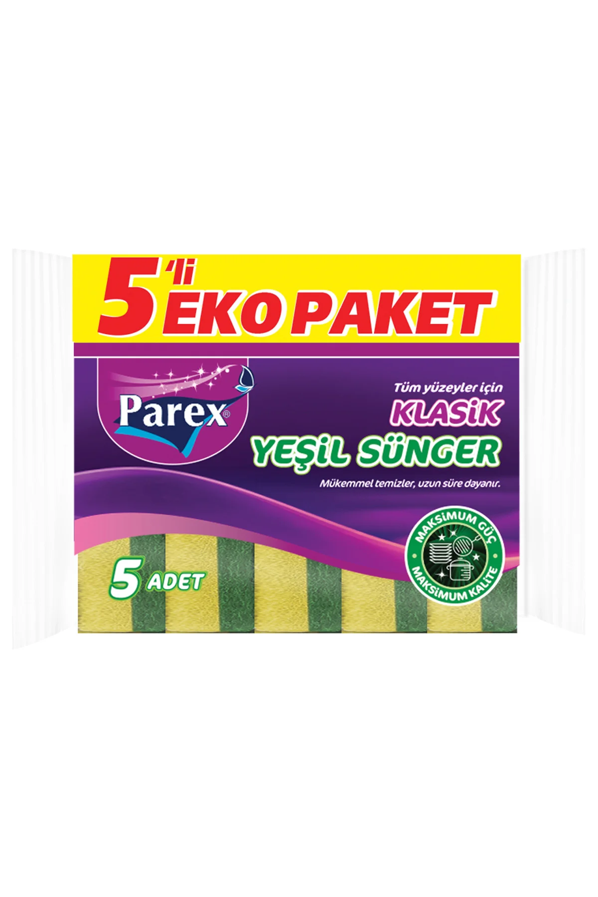 PAREXKlasik Yeşil Sünger Düz 5'li Paket