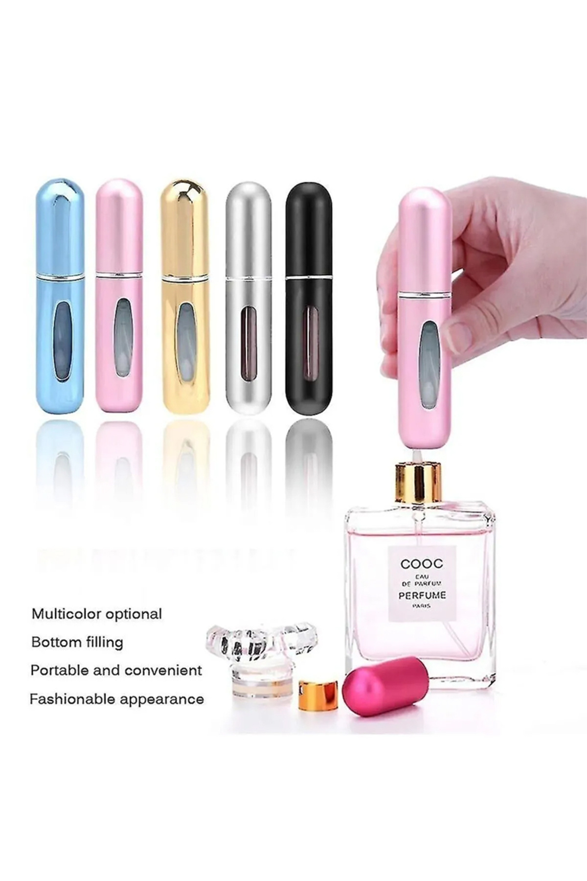 Parfüm Şişesi Çanta Içi Mini Doldurulabilir Seyahat Cep Yedek Parfüm Şişesi 5 ml 1 ADET