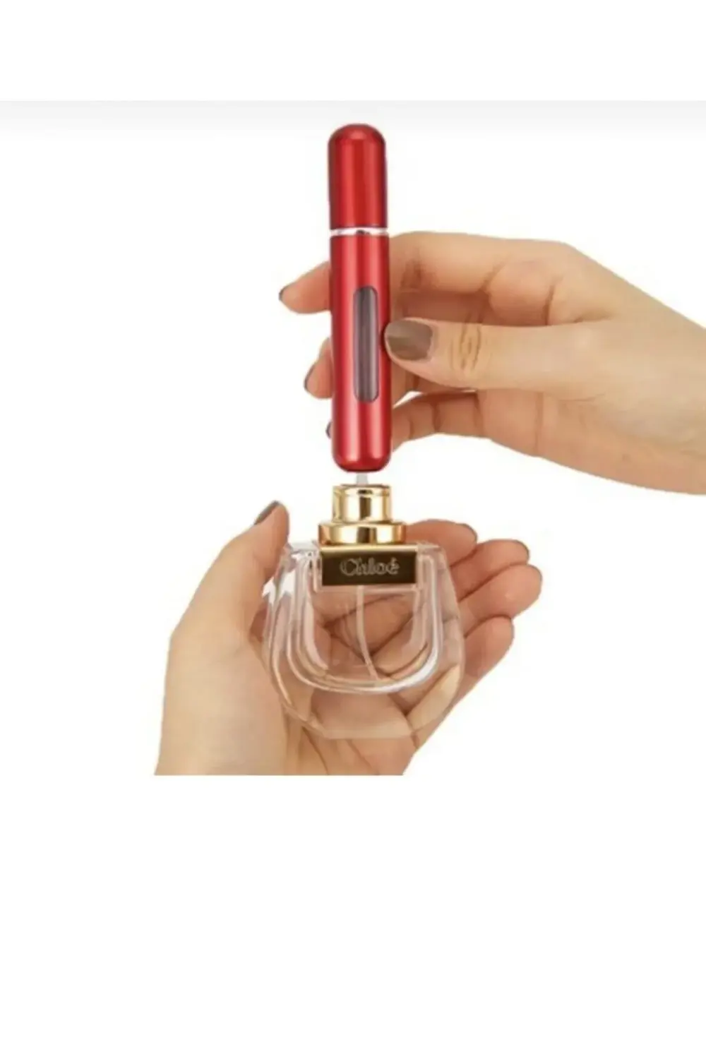 Parfüm Şişesinden Doldurulabilir Çanta Içi Kırmızı Mini Cep Parfü