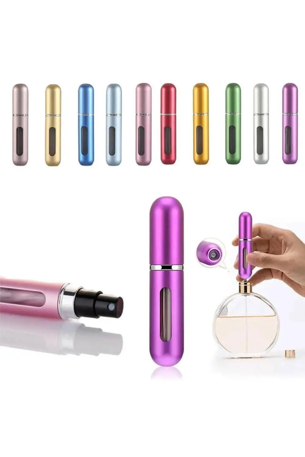 Parfüm Şişesinden Doldurulabilir Çanta Içi Pembe Mini Cep Parfüm