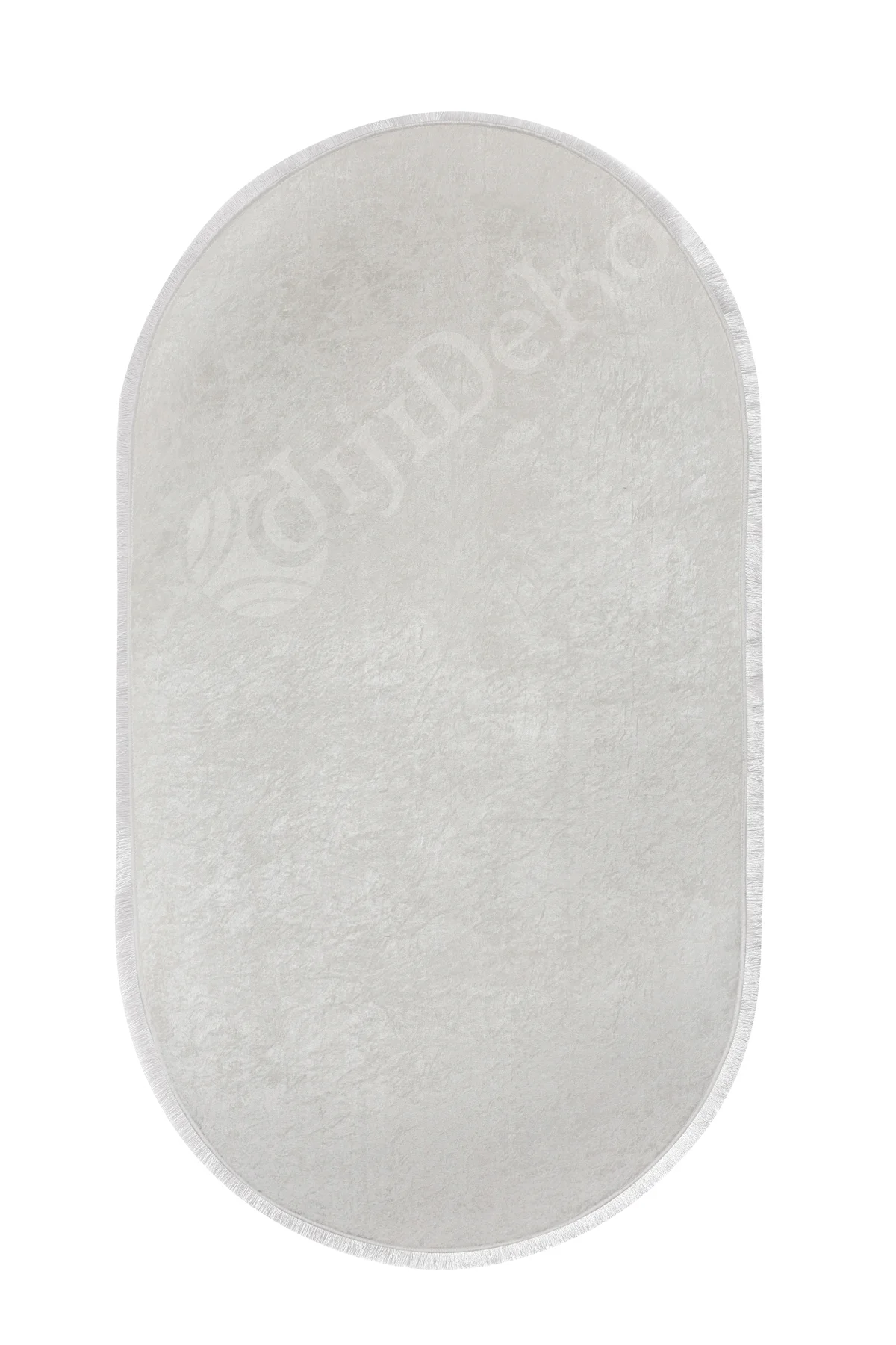 Parıltılı Oval Saçaklı Halı Açık Krem Silinebilir 160x250 (4 metrekare)