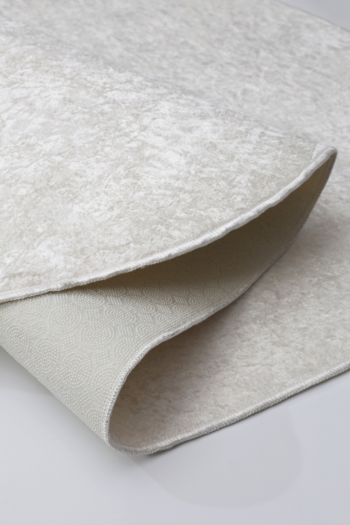 Parıltılı Oval Saçaksız Halı Açık Krem Silinebilir Yolluk 80x200