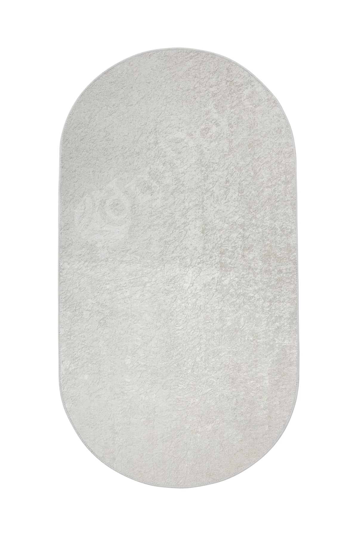 Parıltılı Oval Saçaksız Halı Açık Krem Silinebilir Yolluk 200x300 (6 metrekare)