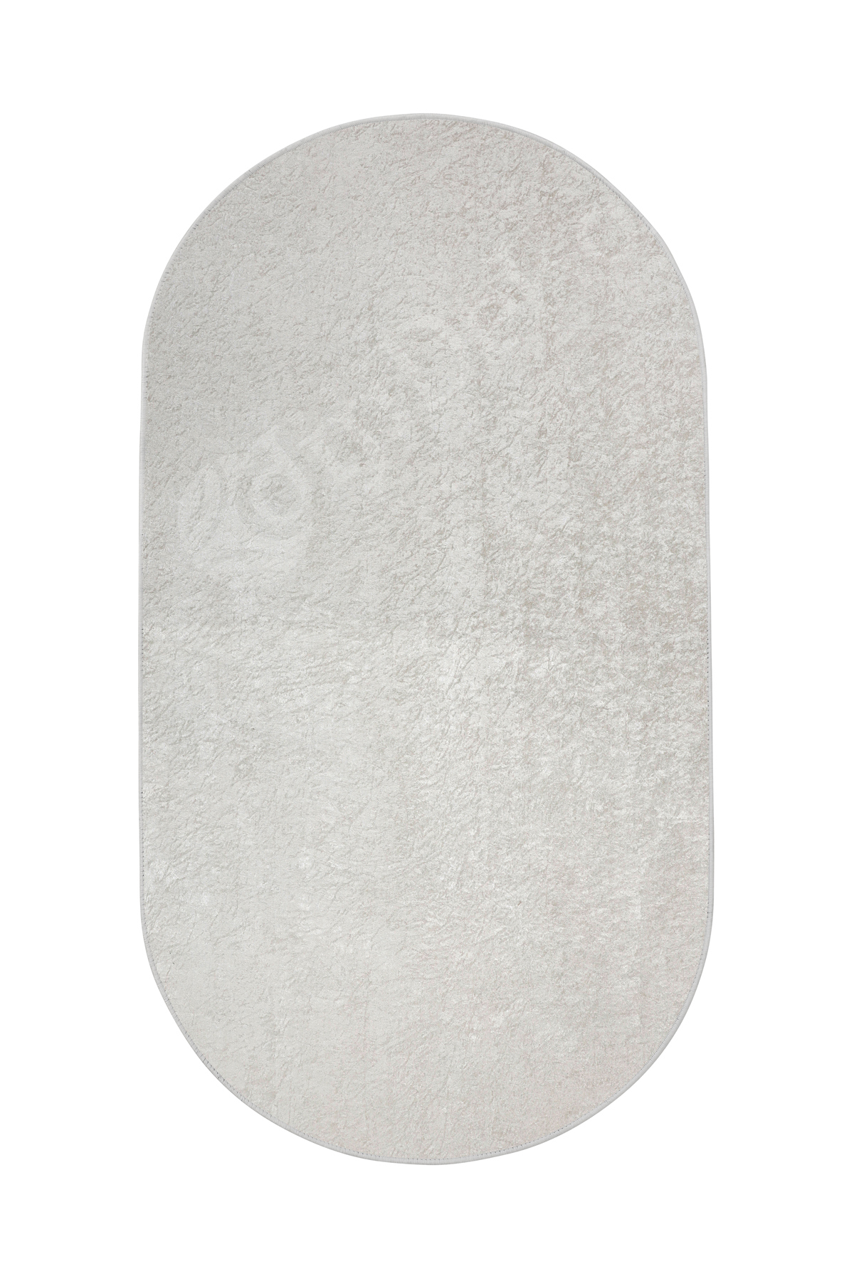 Parıltılı Oval Saçaksız Halı Açık Krem Silinebilir Yolluk 150X220