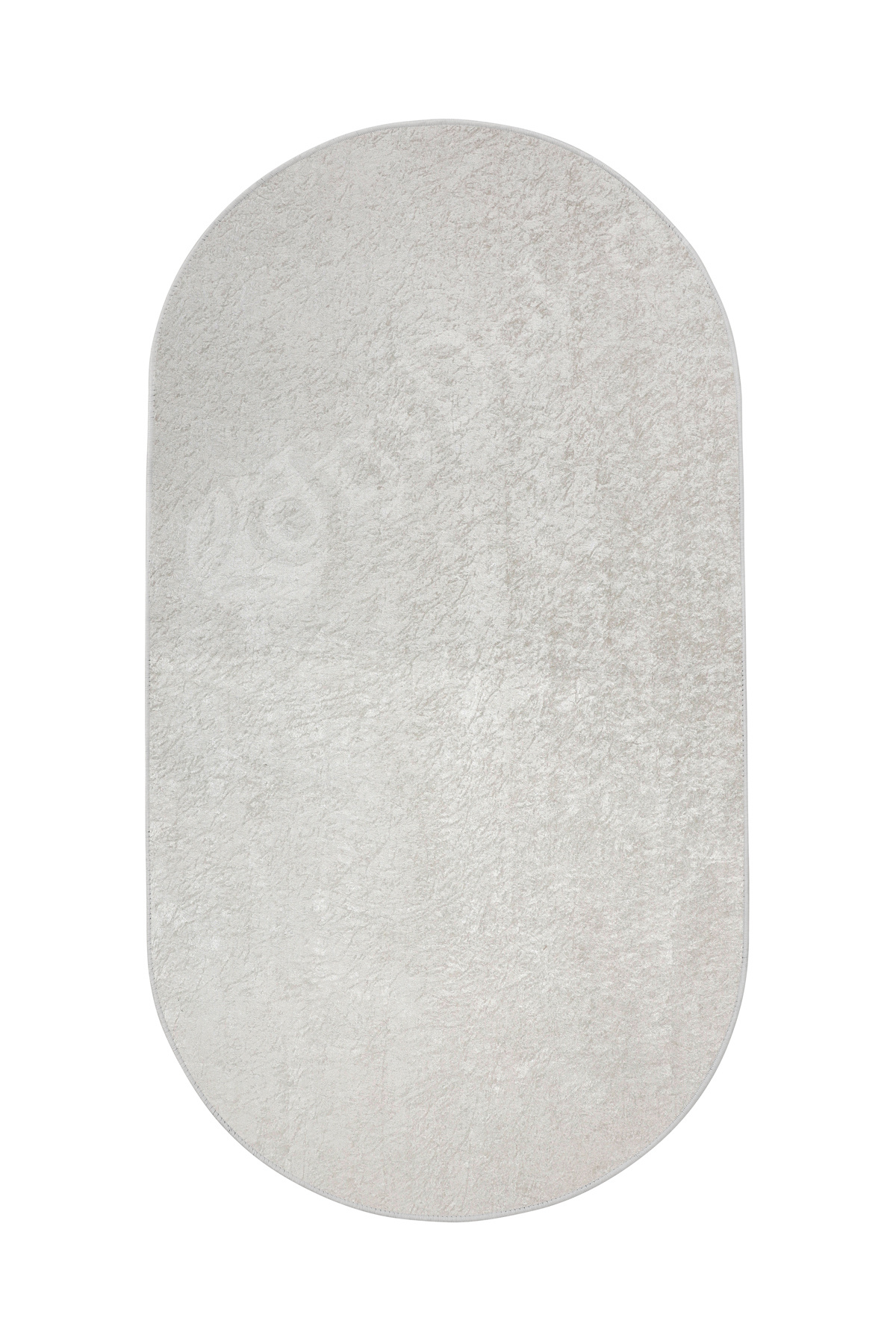 Parıltılı Oval Saçaksız Halı Açık Krem Silinebilir Yolluk 80x200