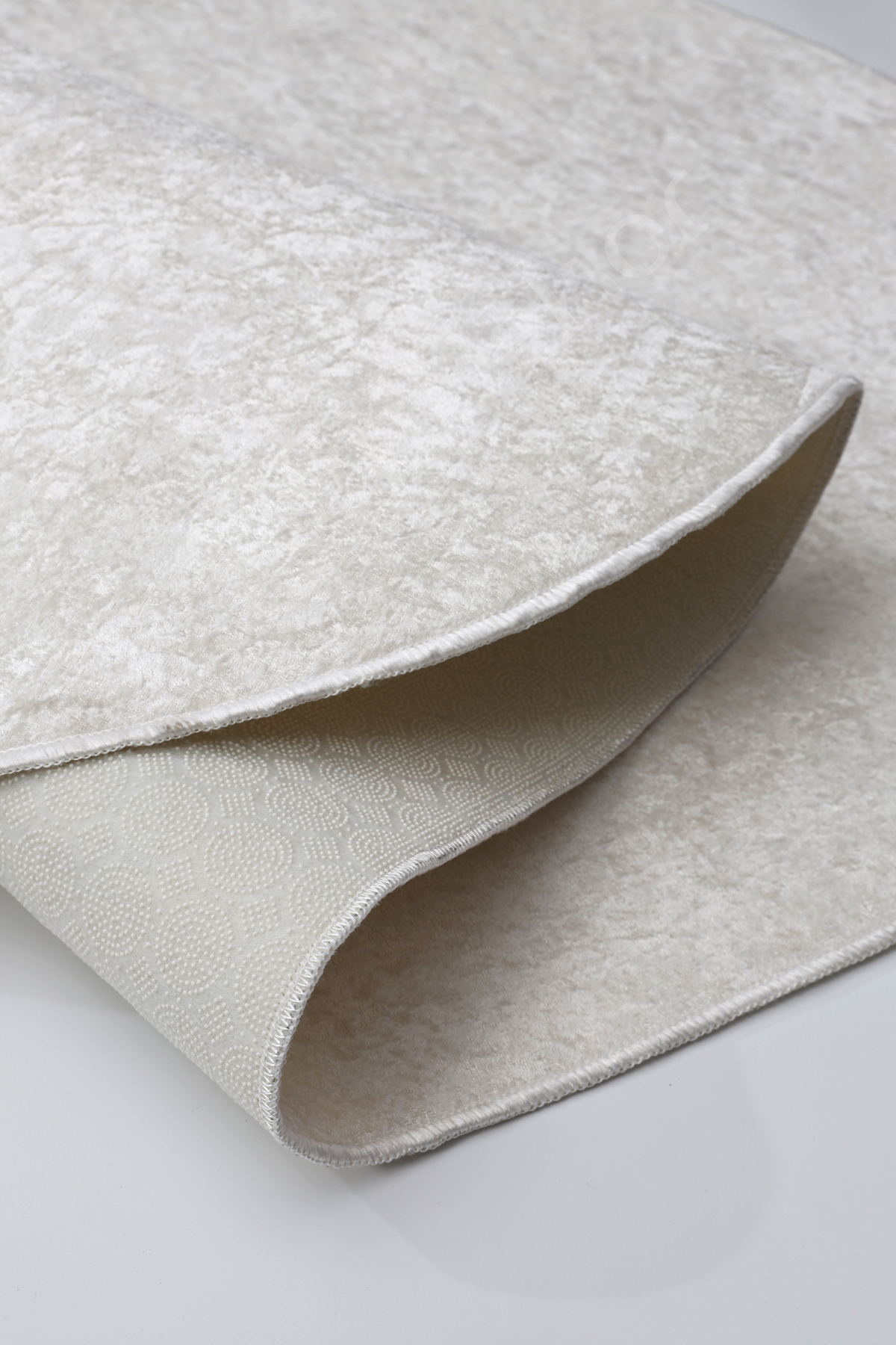 Parıltılı Oval Saçaksız Halı Açık Krem Silinebilir Yolluk 150X220