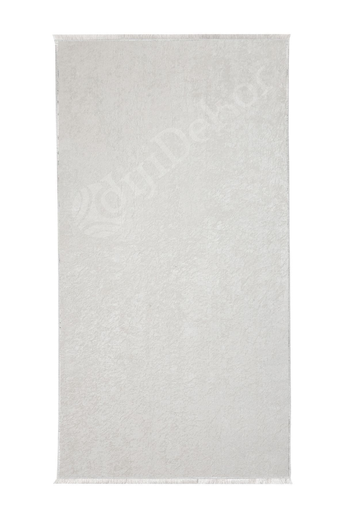 Parıltılı Saçaklı Halı Açık Krem Silinebilir 150x900