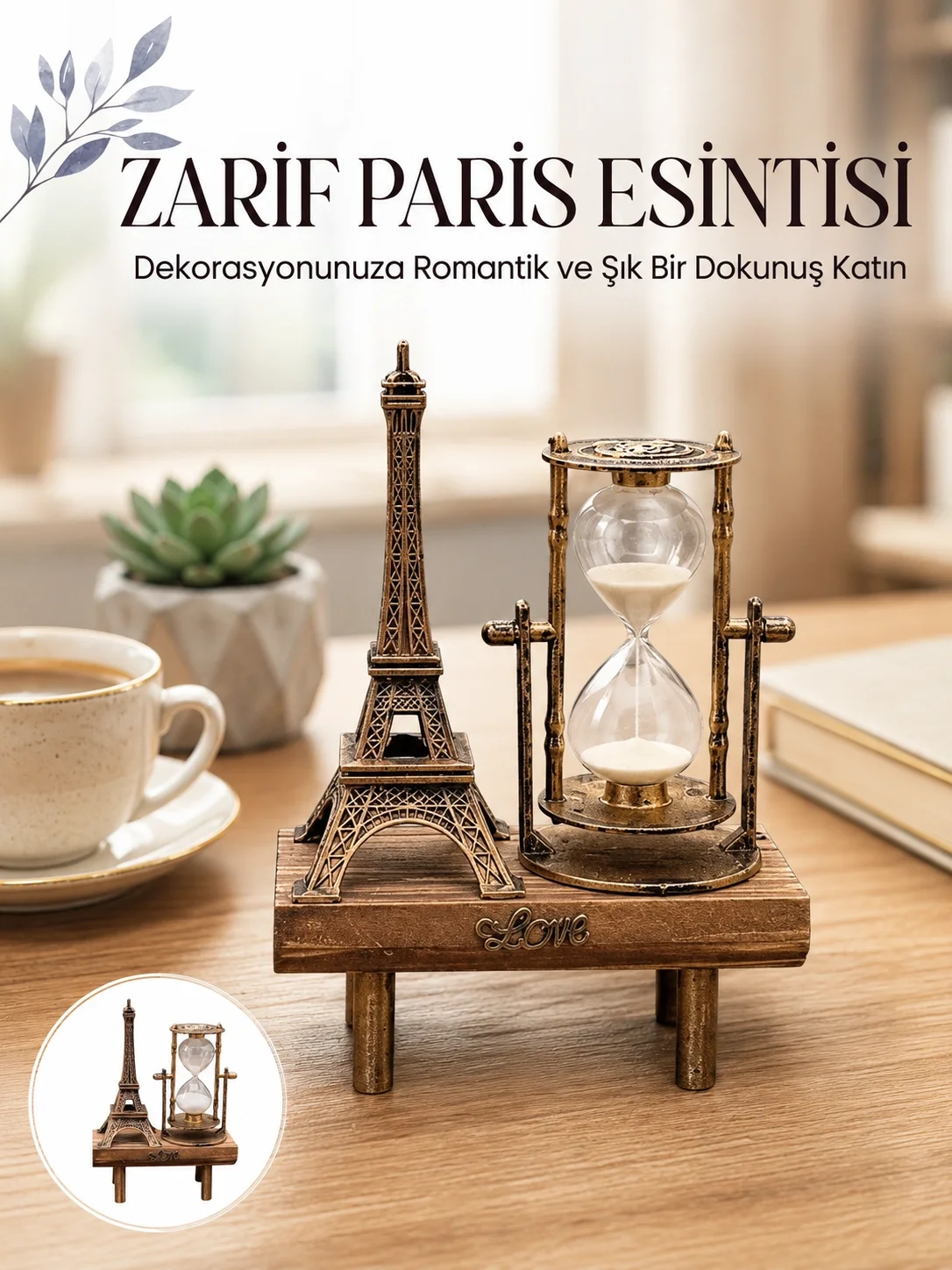 Paris Eyfel Kulesi Hediyelik Eyfel Retro Kum Saati Dekoratif Eşya