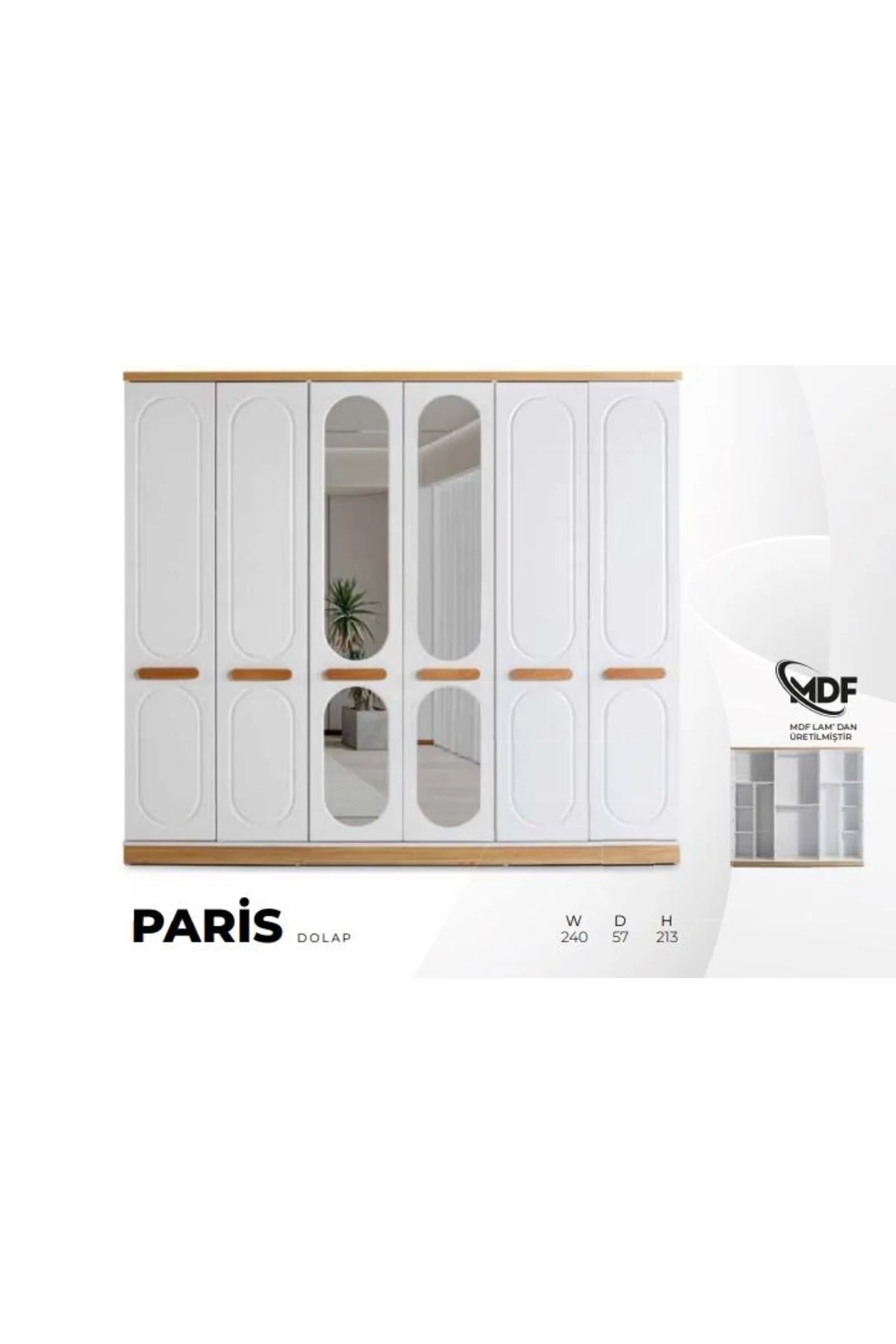 PARİS MDF 6 KAPILI DOLAP Fiyatı, Yorumları ve Özellikleri
